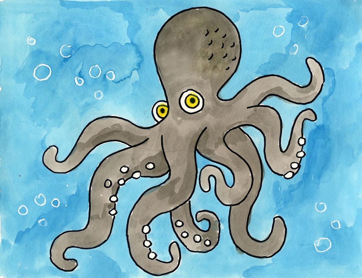 How To Draw An Octopus Easy Step by Step Art Lesson For Kids