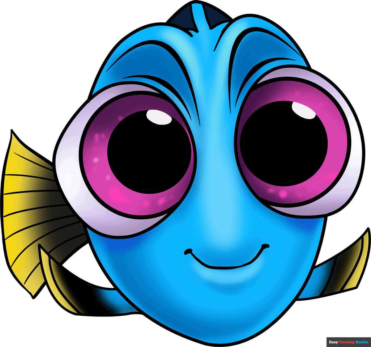 How To Draw Baby Dory From Finding Dory Really Easy Drawing Tutorial