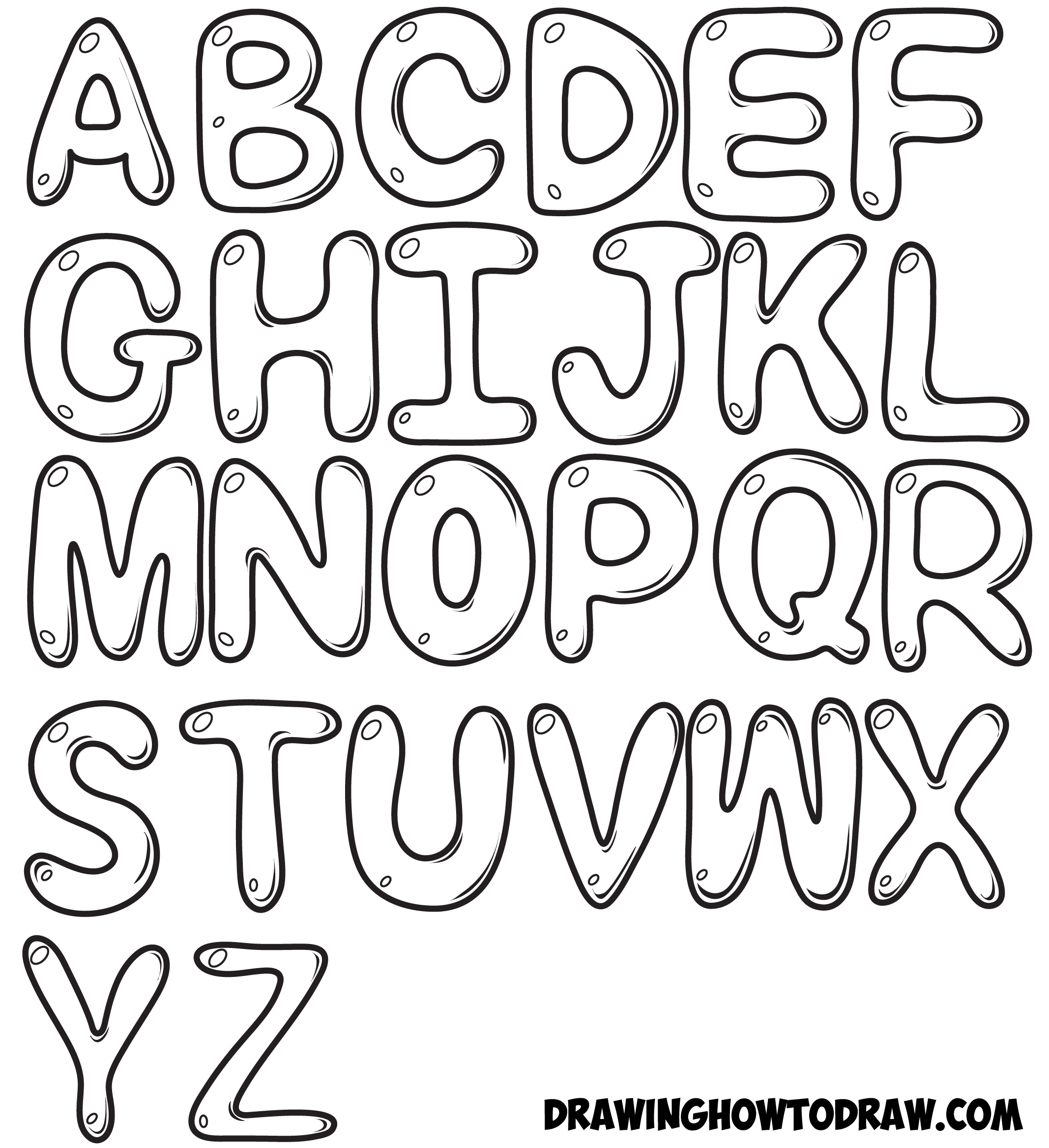 How To Draw Bubble Letters In Easy Step By Step Drawing Tutorial 