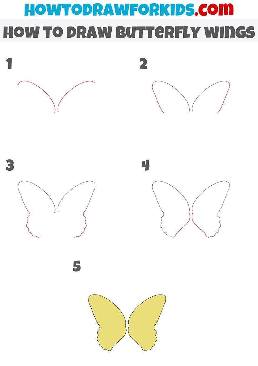 How To Draw Butterfly Wings Easy Drawing Tutorial For Kids