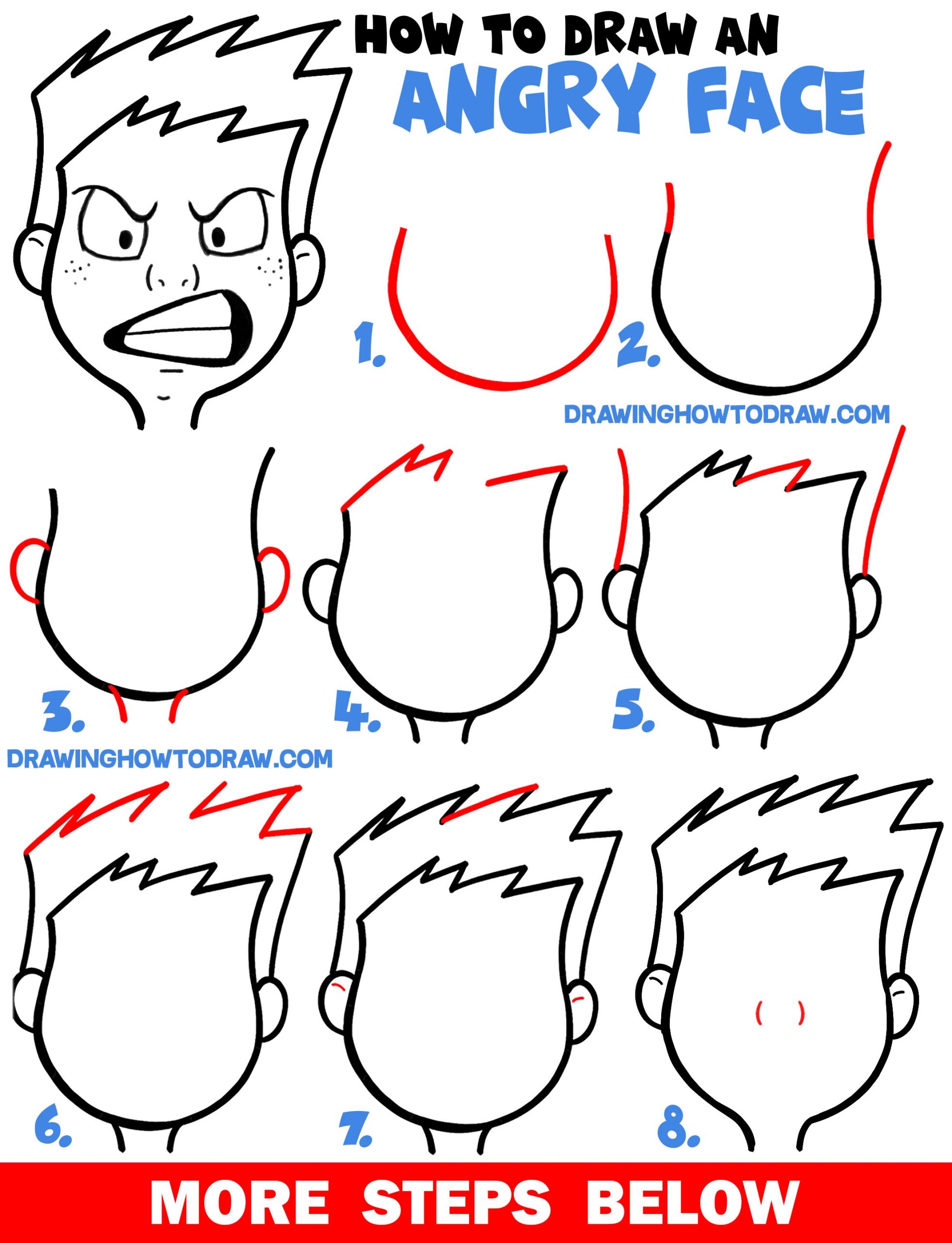 How To Draw Cartoon Facial Expressions Angry Furious Mad How 