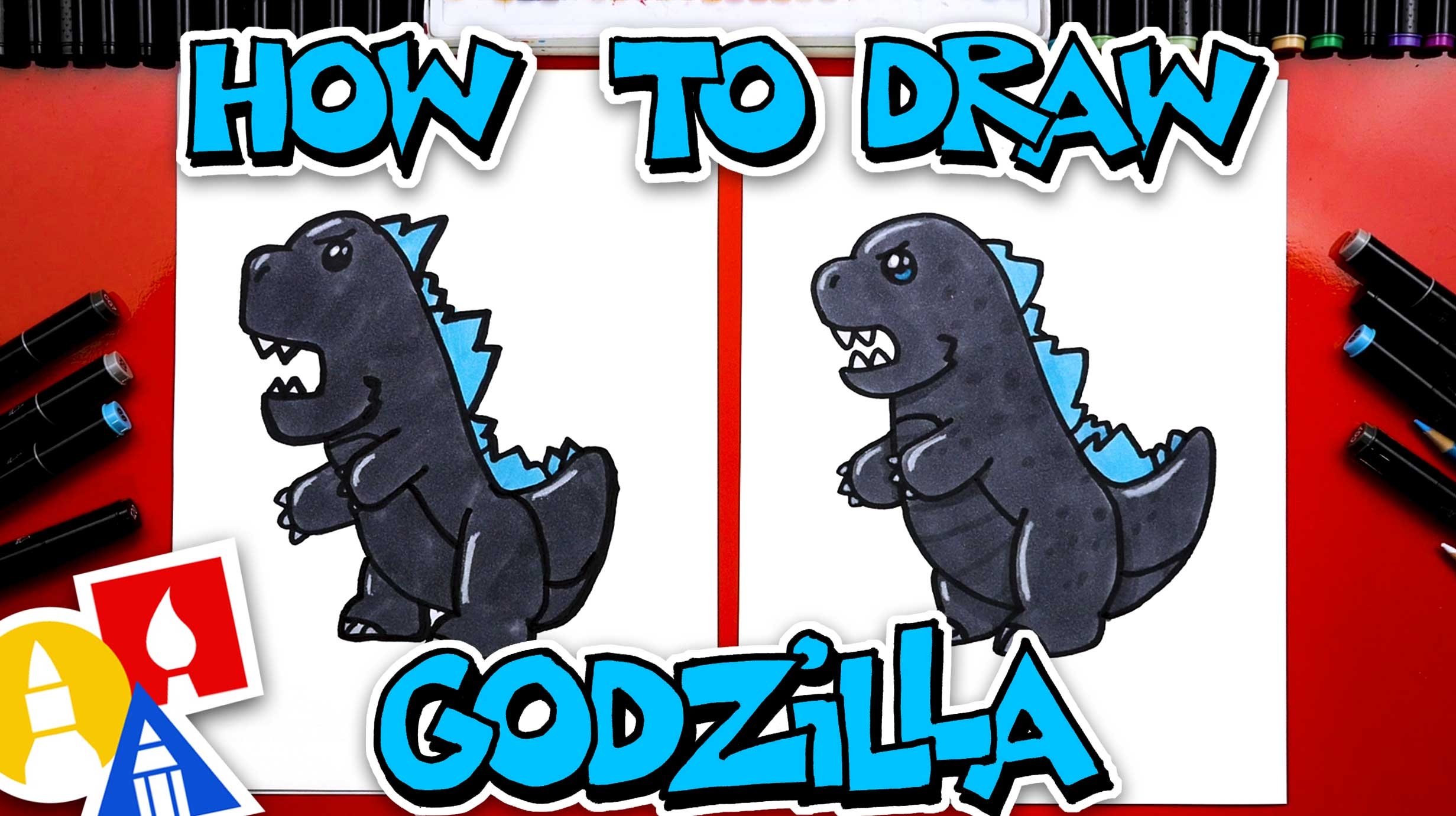 How To Draw Cartoon Godzilla Art For Kids Hub 
