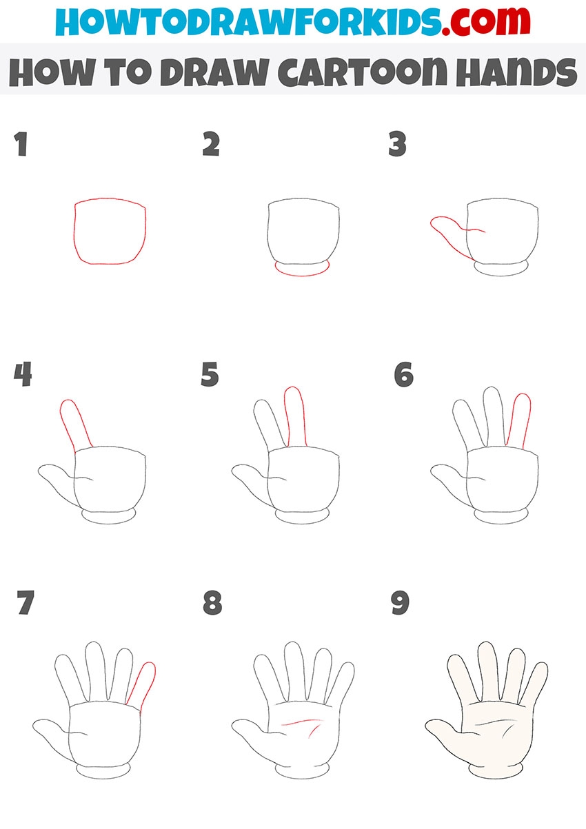 How To Draw Cartoon Hands Easy Drawing Tutorial For Kids