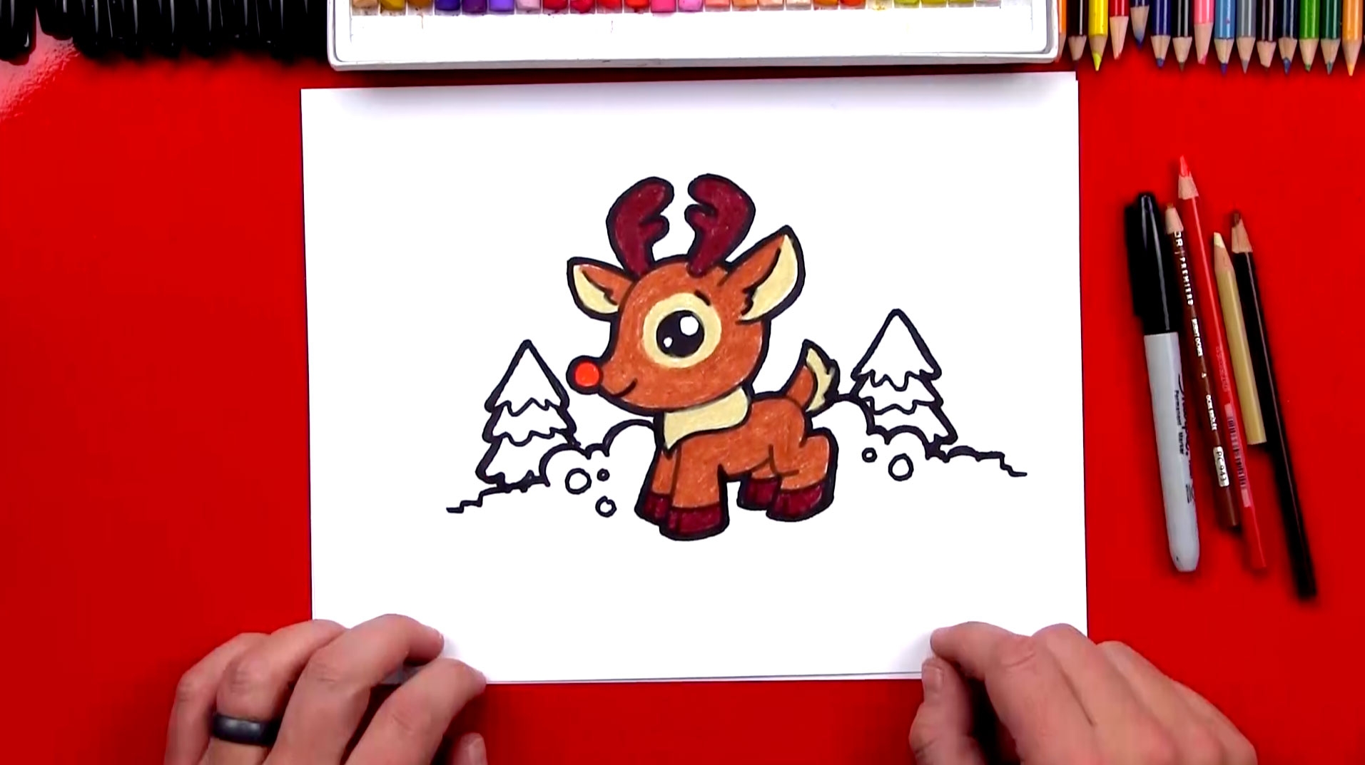 How To Draw Cartoon Rudolph Art For Kids Hub 