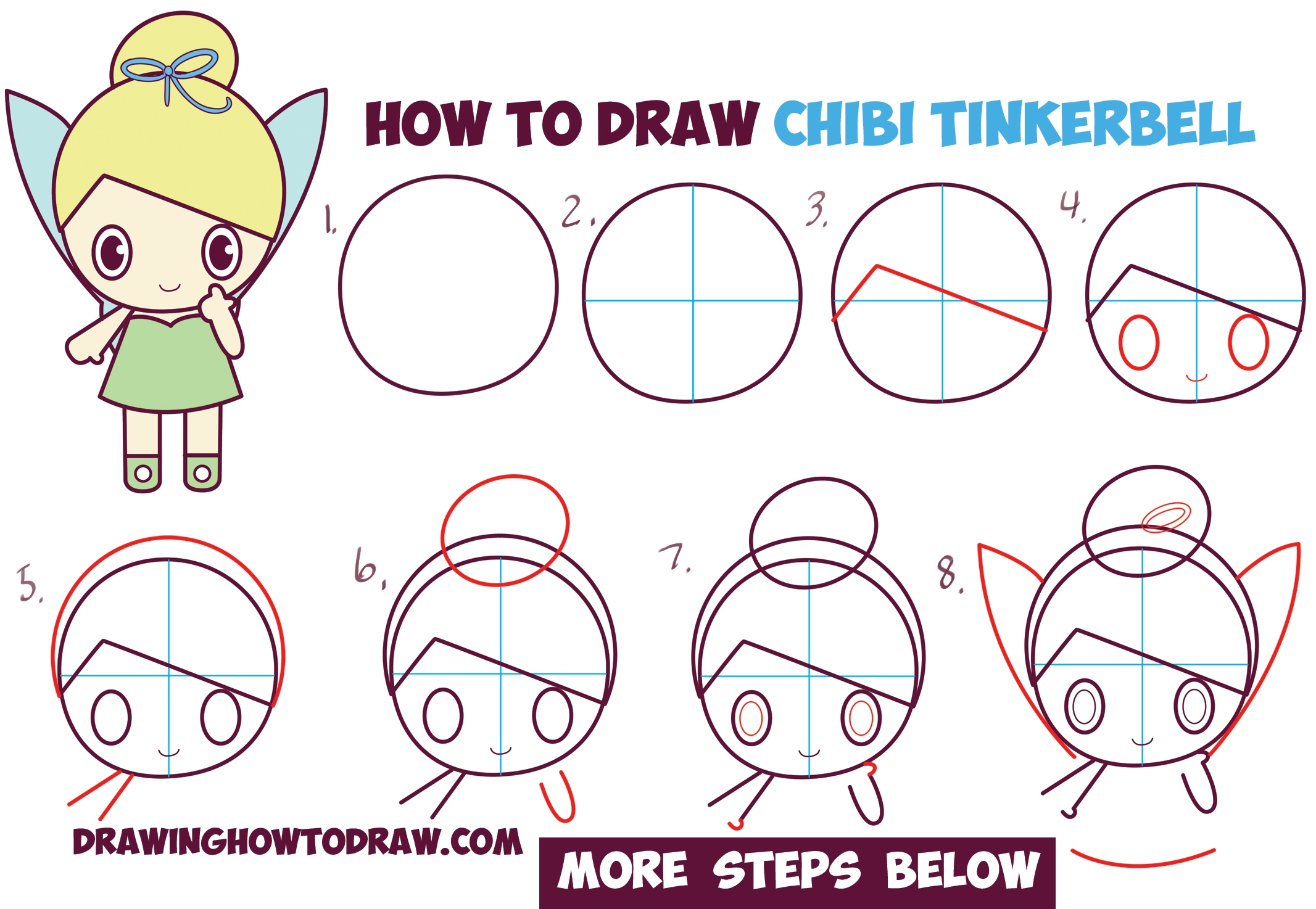 How To Draw Chibi Tinkerbell The Disney Fairy In Easy Step By 