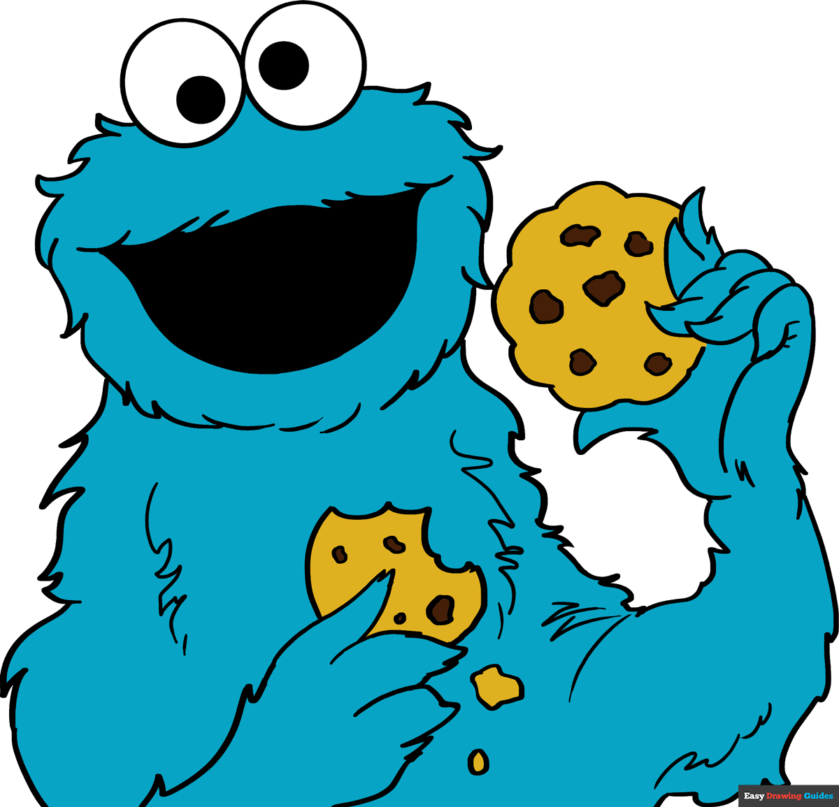 How To Draw Cookie Monster From Sesame Street Easy Drawing Guides