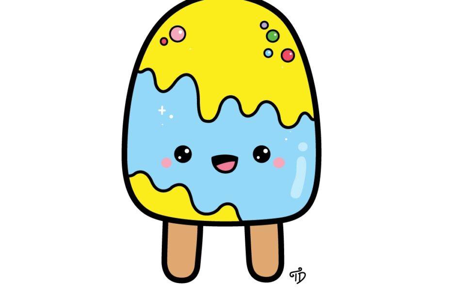 How To Draw Cute Cartoon Popsicle With A Face Step by step