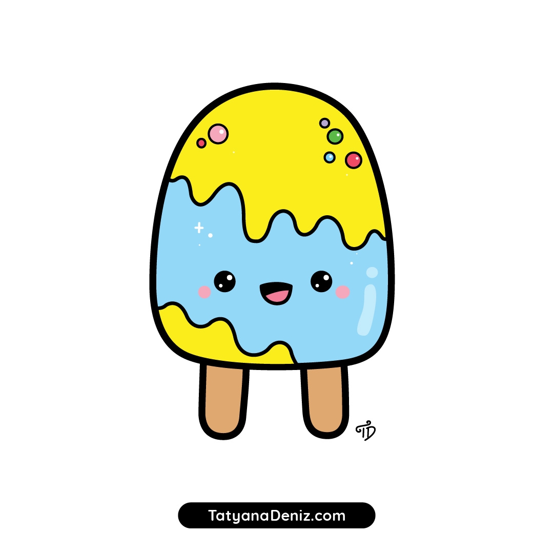 How To Draw Cute Cartoon Popsicle With A Face Step by step