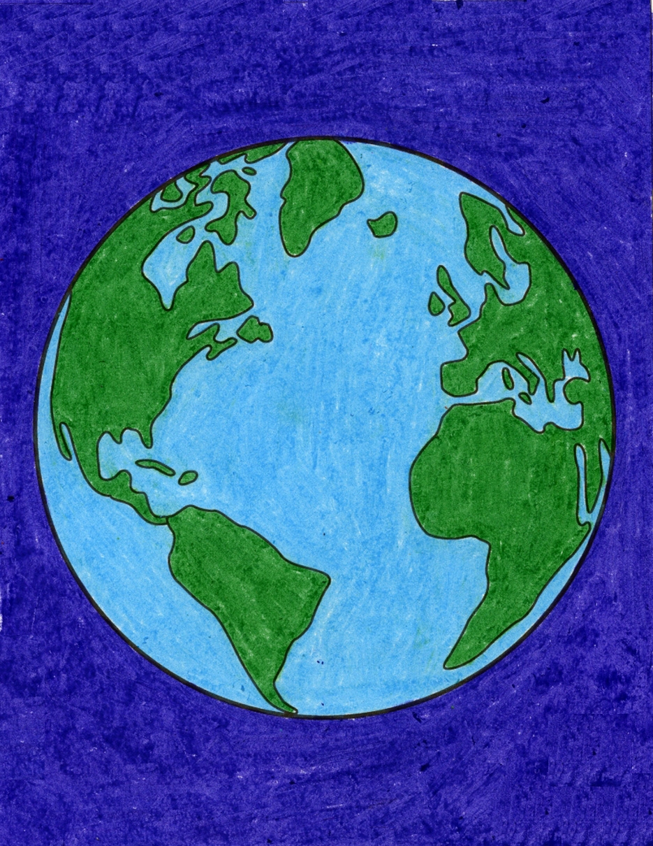 How To Draw Earth Easy Step by Step Art Lesson For Kids