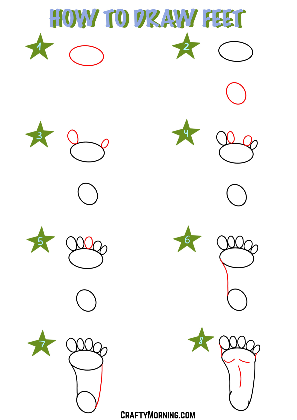 How To Draw Feet Easy Step By Step Crafty Morning