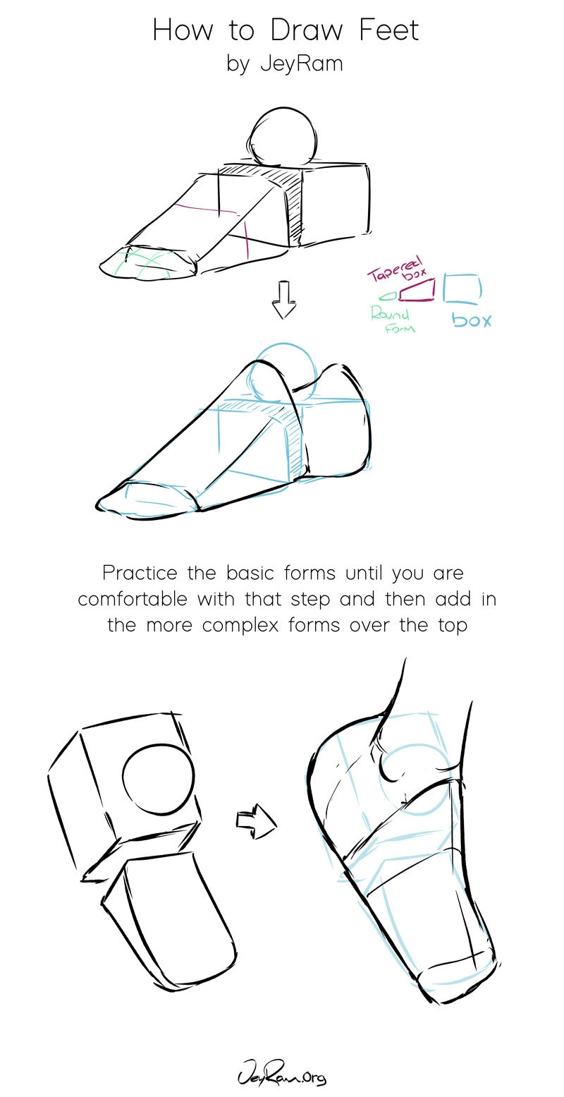 how to draw a foot