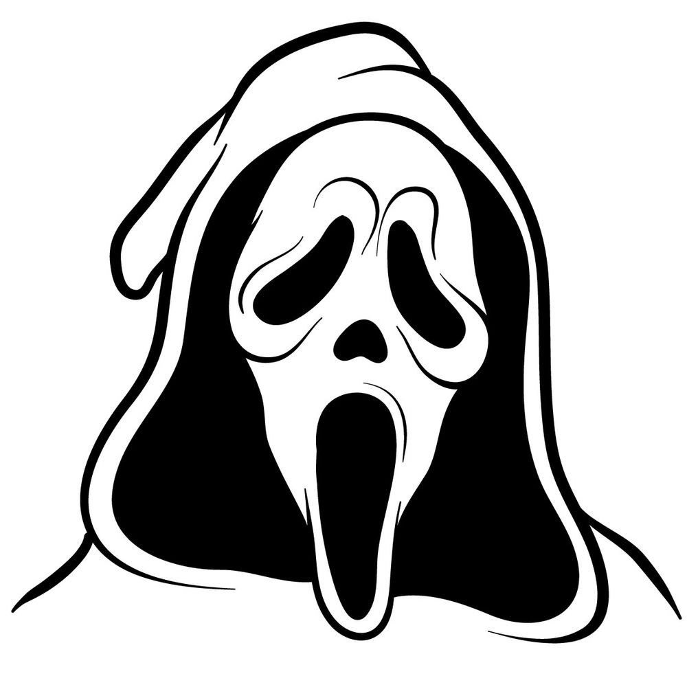 How To Draw Ghostface the Scream Mask Sketchok Drawing Guides