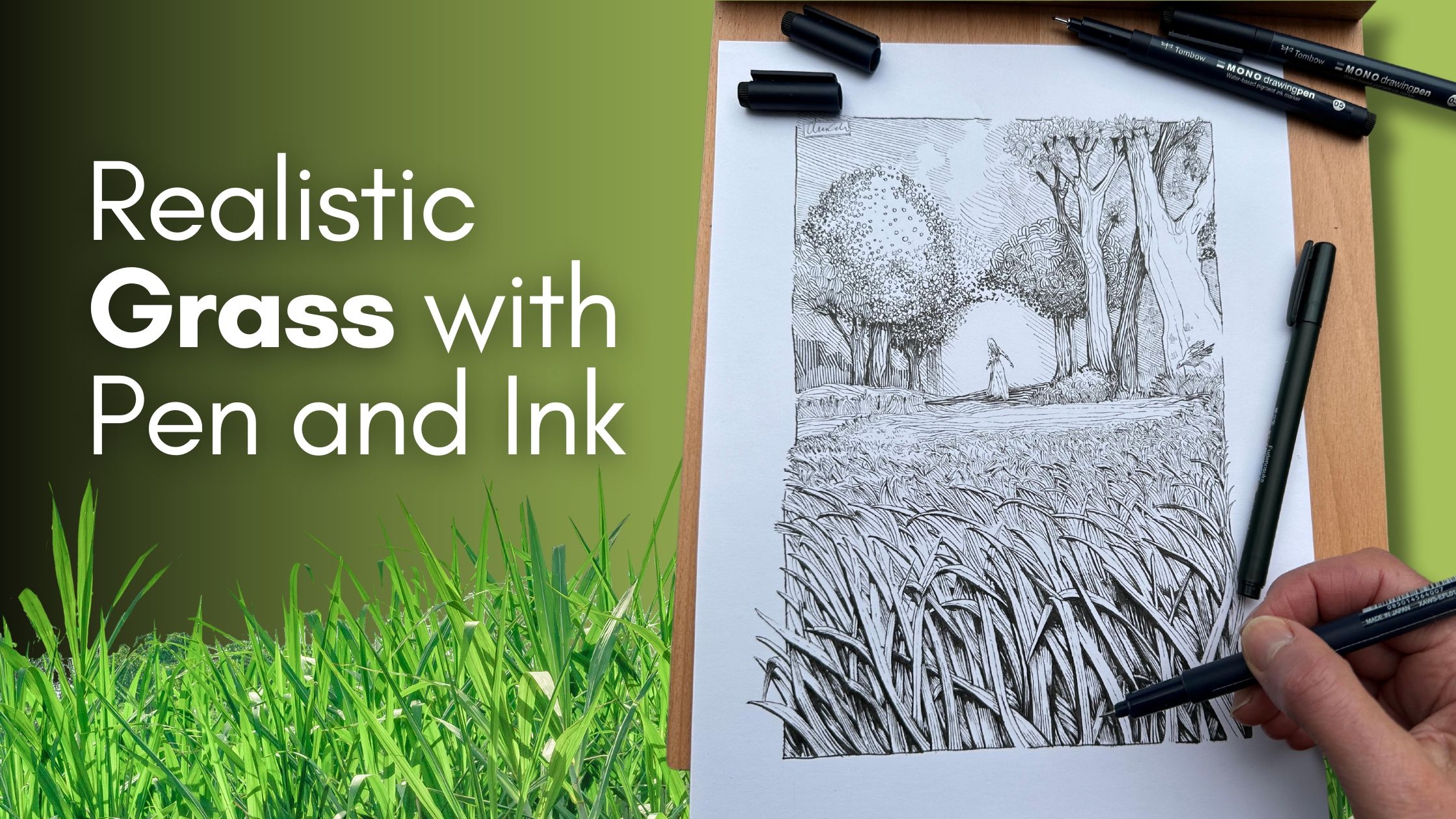 How To Draw Grass With Pen And Ink Longstride Illustration