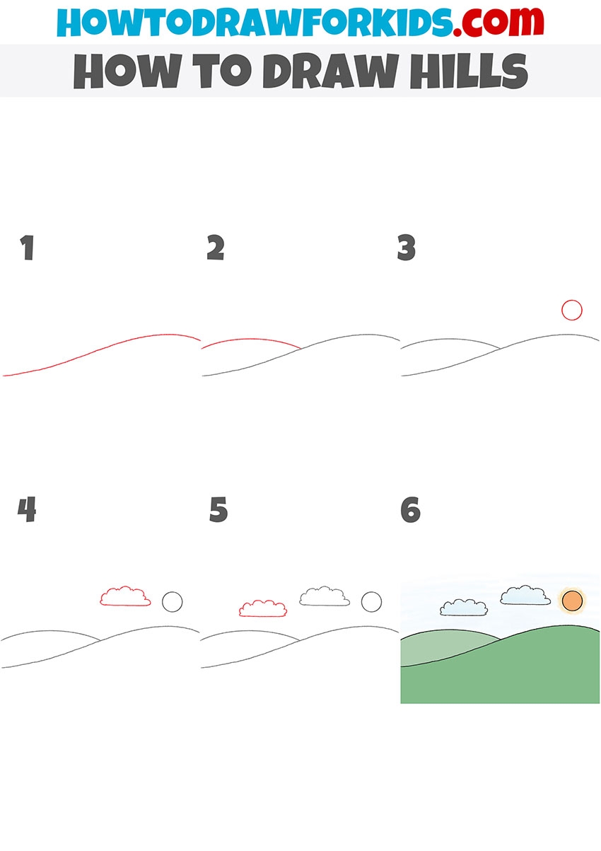 How To Draw Hills Easy Drawing Tutorial For Kids