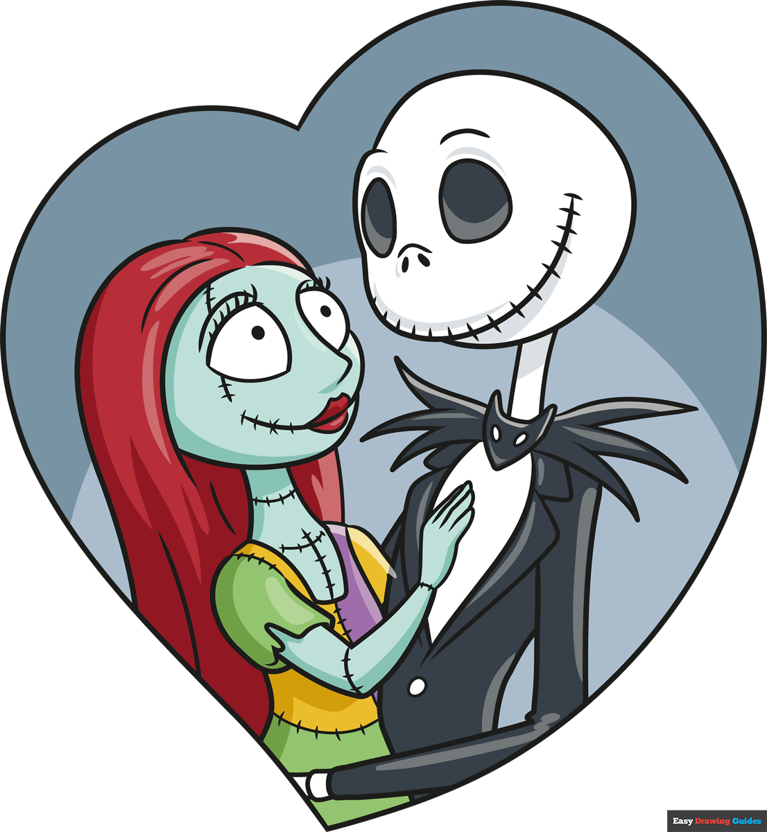 How To Draw Jack And Sally From The Nightmare Before Christmas 