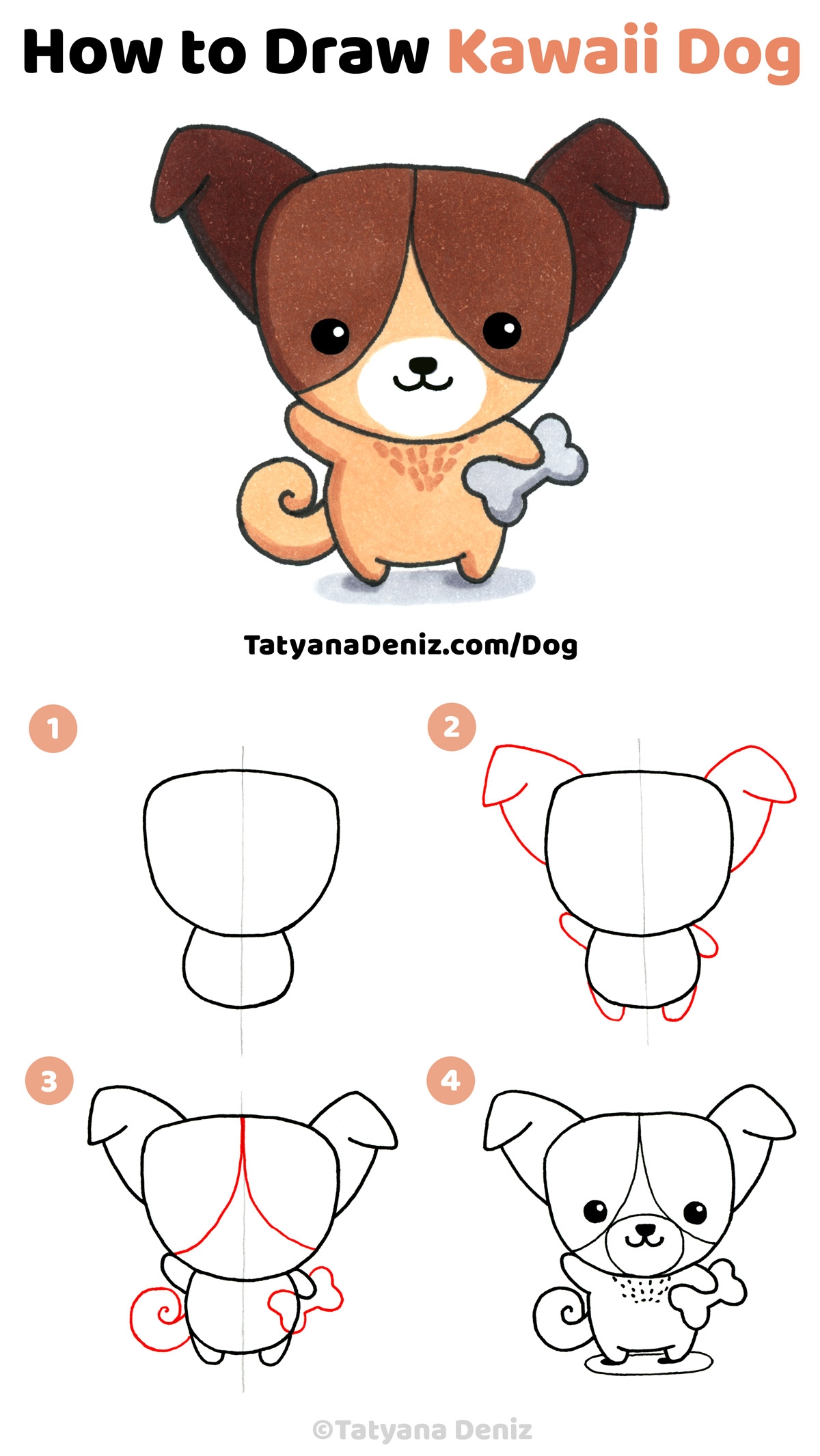 How To Draw Kawaii Dog With A Simple Step by step Tutorial