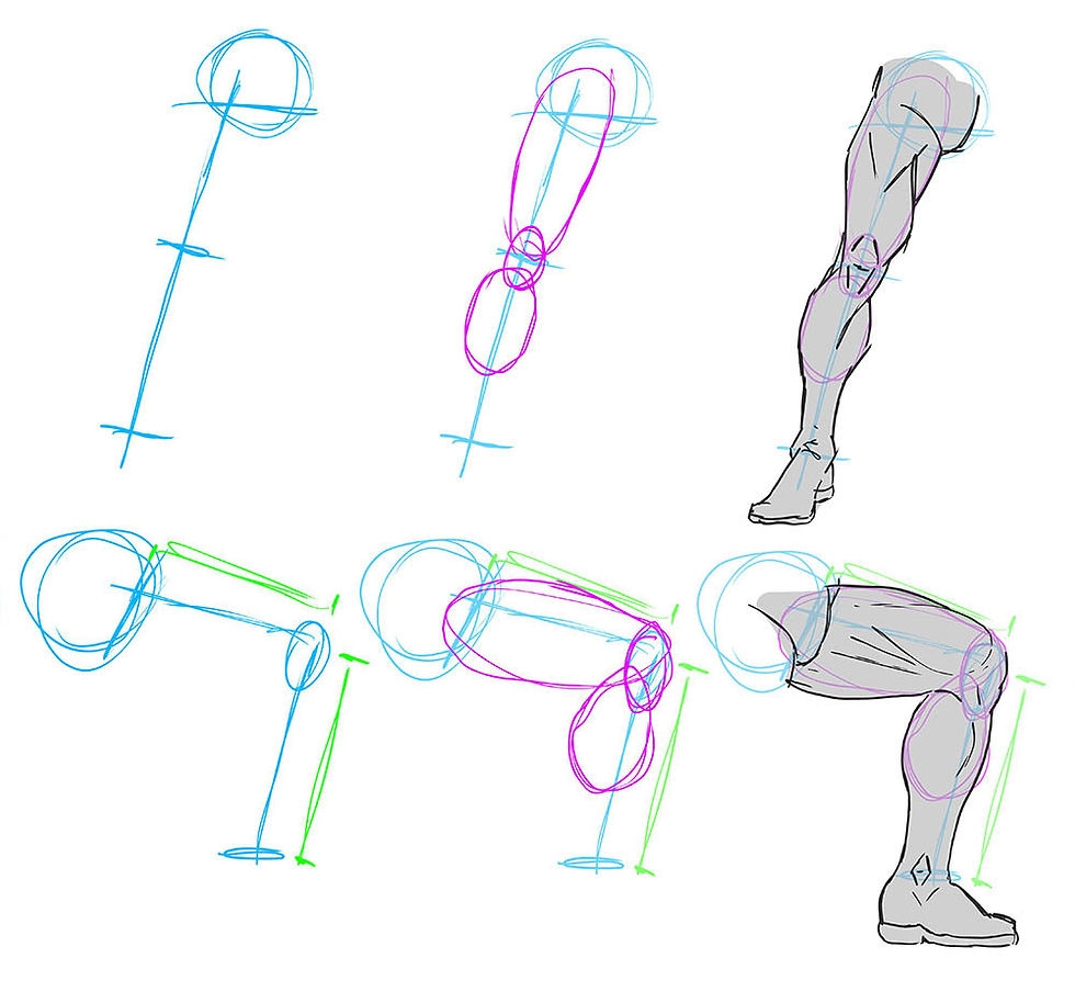 how to draw torso bending