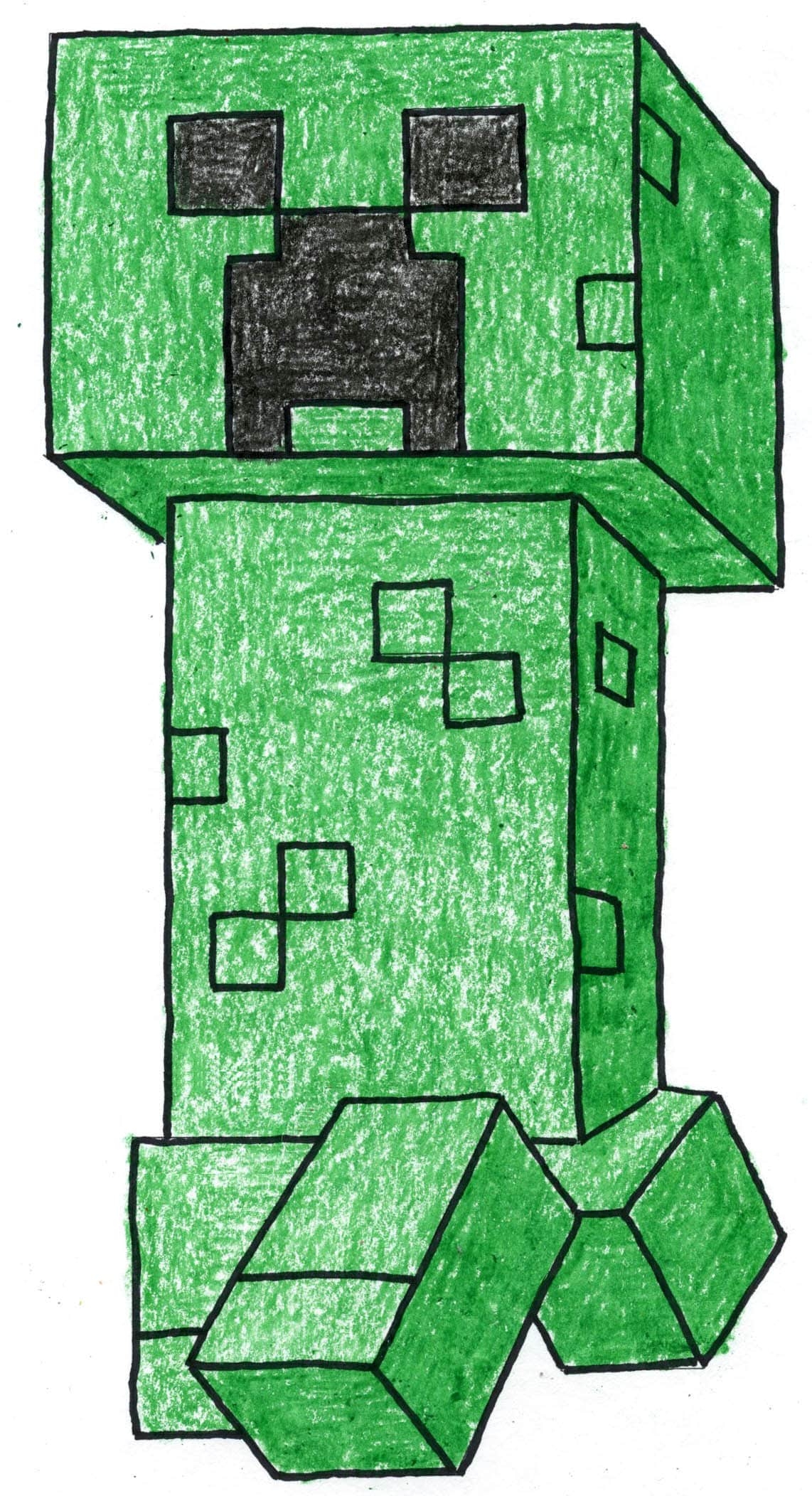 How To Draw Minecraft Creeper Easy Step by Step Art Lesson For Kids