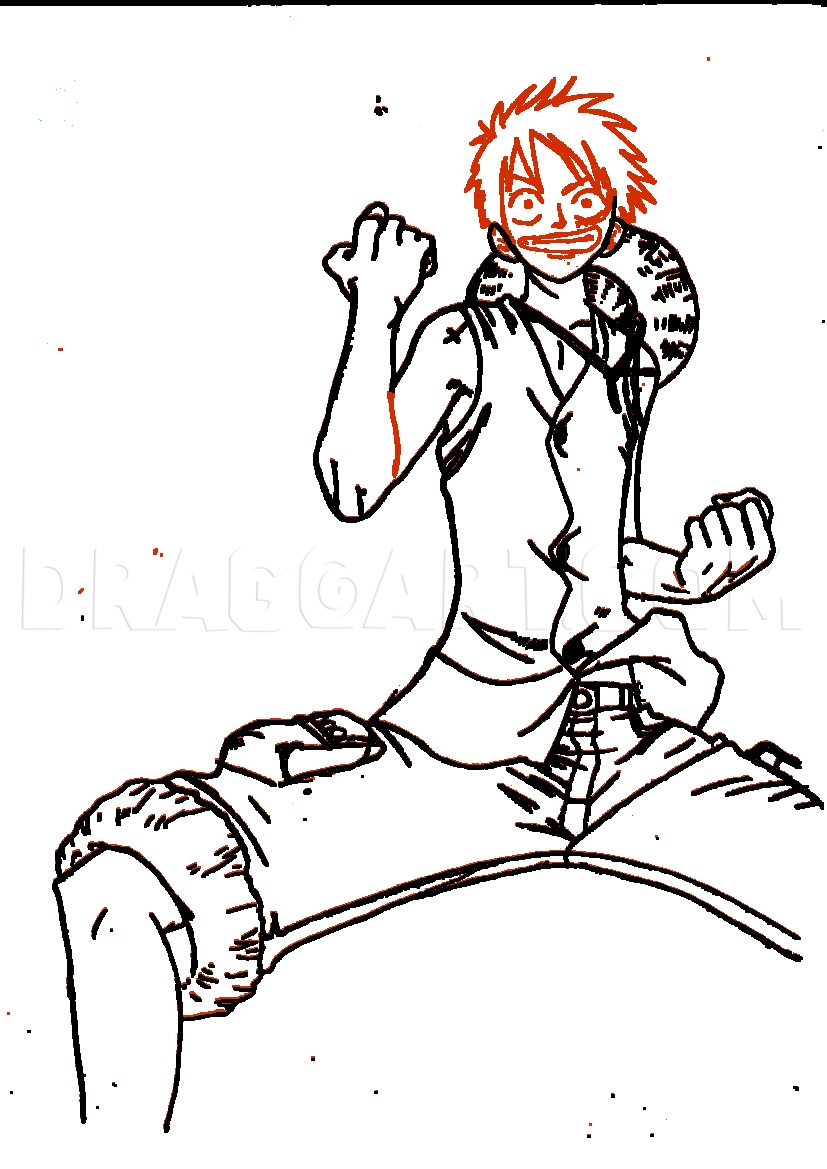 How To Draw Monkey D Luffy Coloring Page Trace Drawing