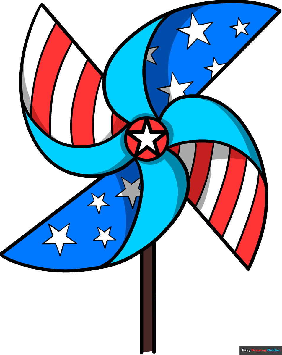 How To Draw Patriotic Pinwheels Really Easy Drawing Tutorial