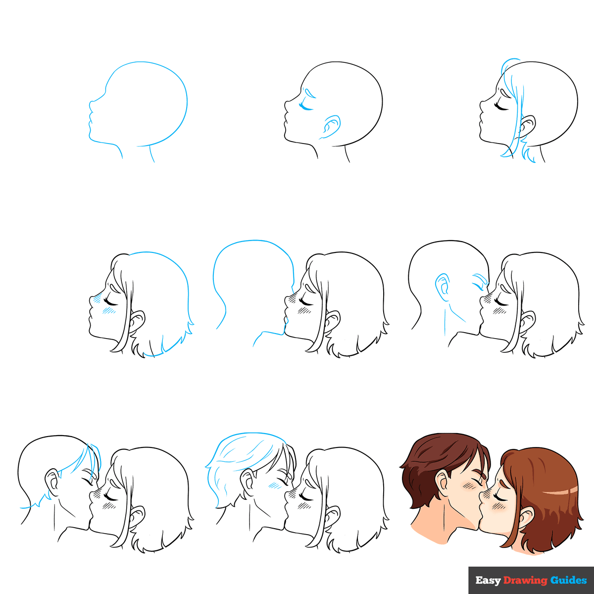 how to draw kissing