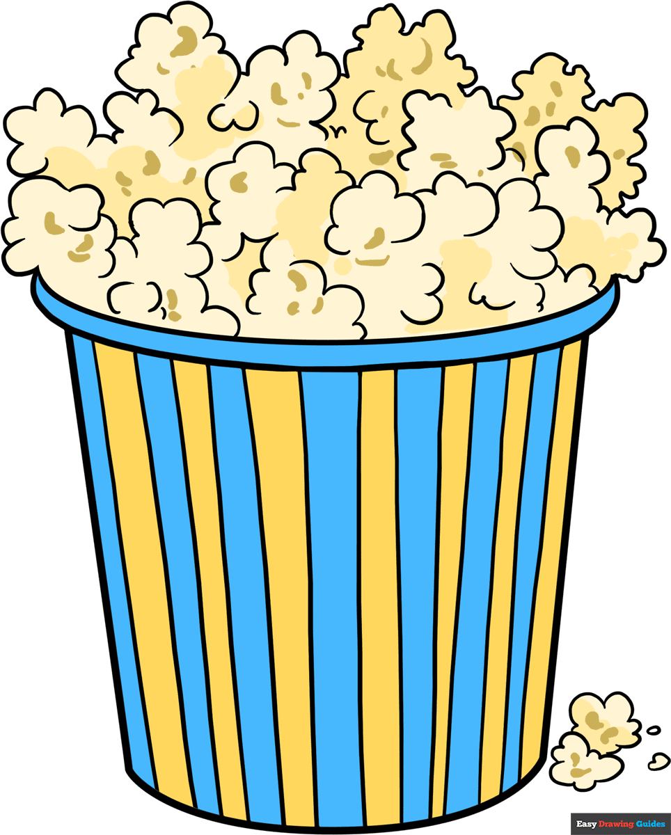 How To Draw Popcorn Really Easy Drawing Tutorial