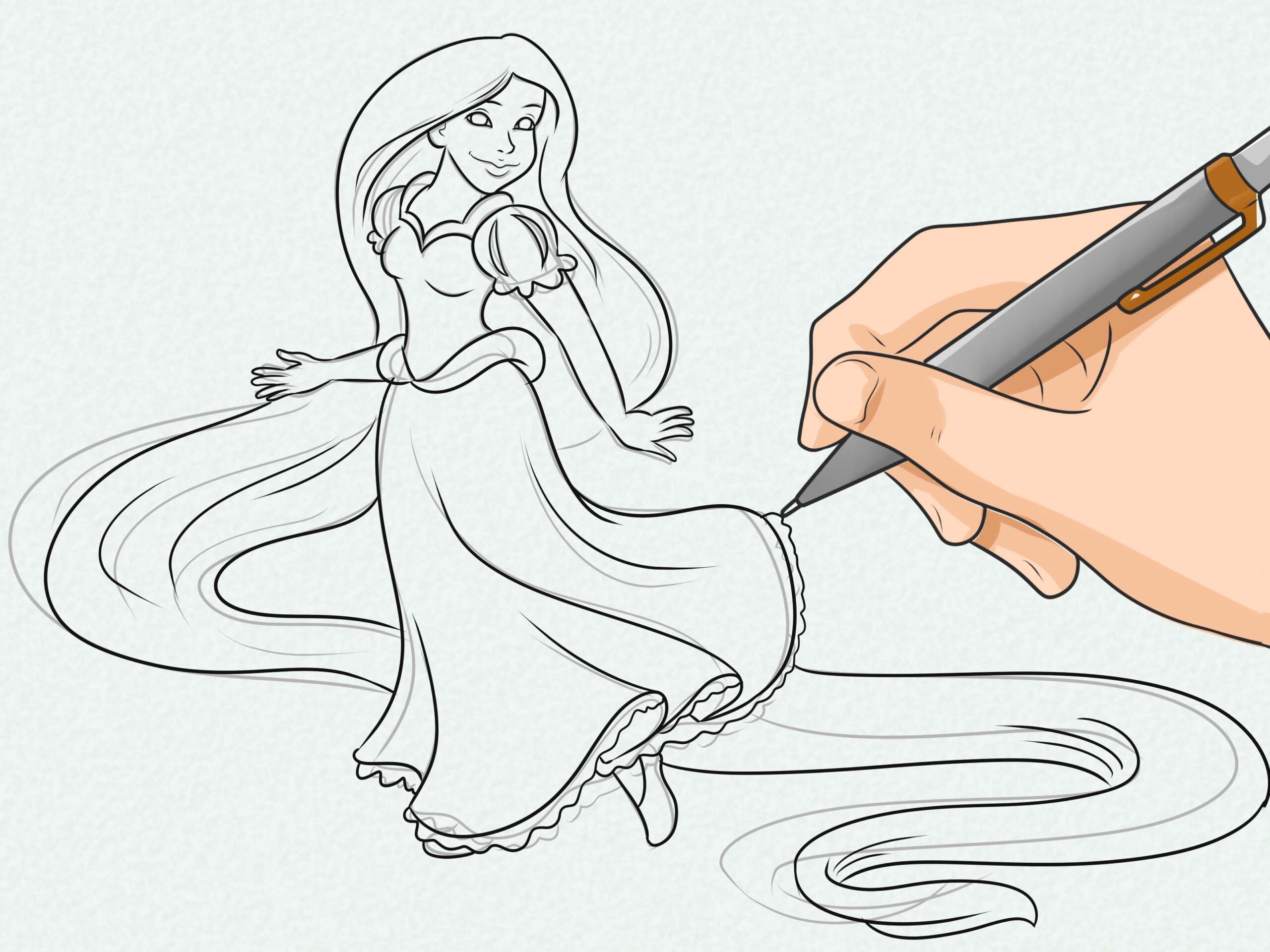 How To Draw Rapunzel Step by Step Tutorial with Pictures 