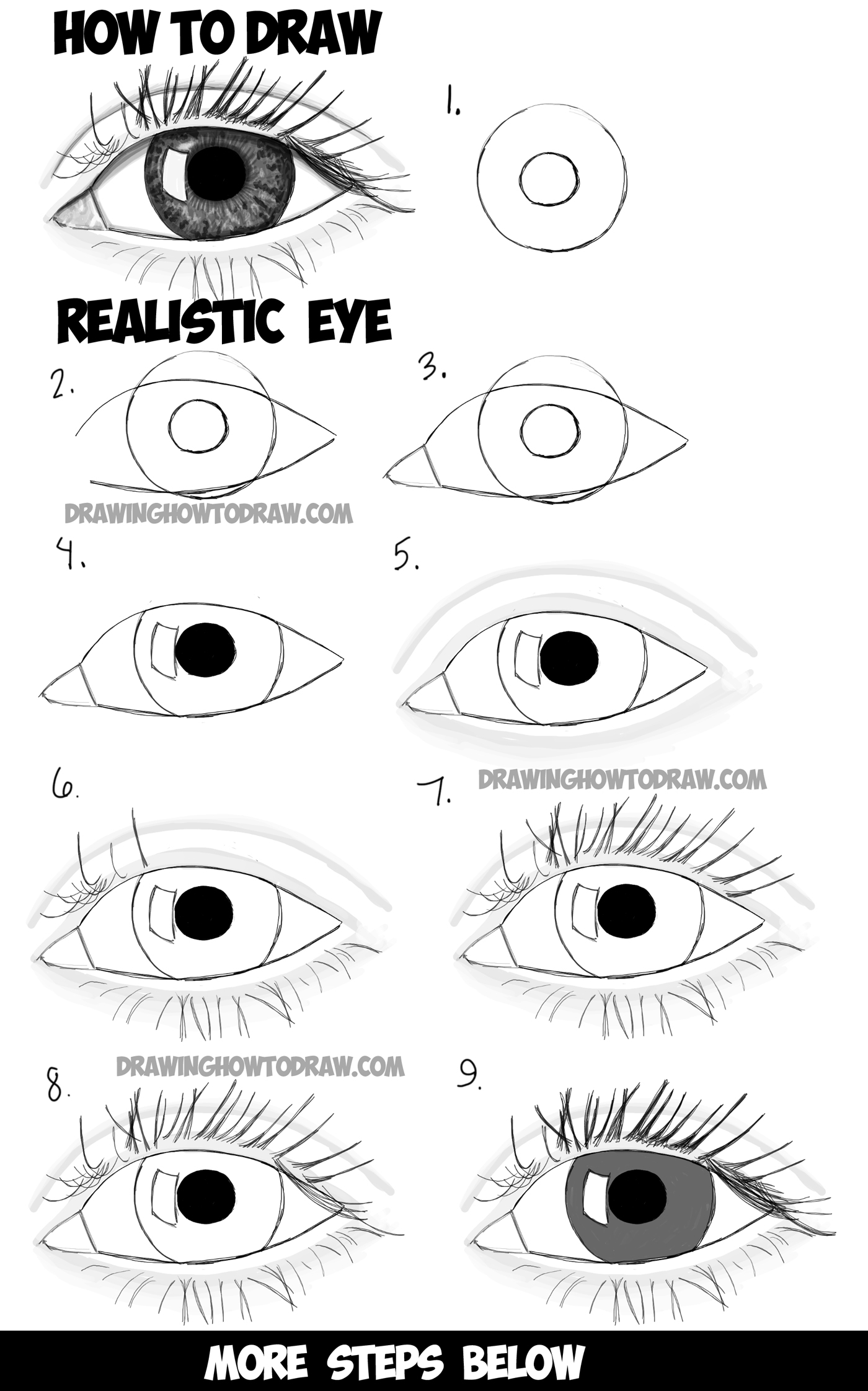 How To Draw Realistic Eyes With Step By Step Drawing Tutorial In 