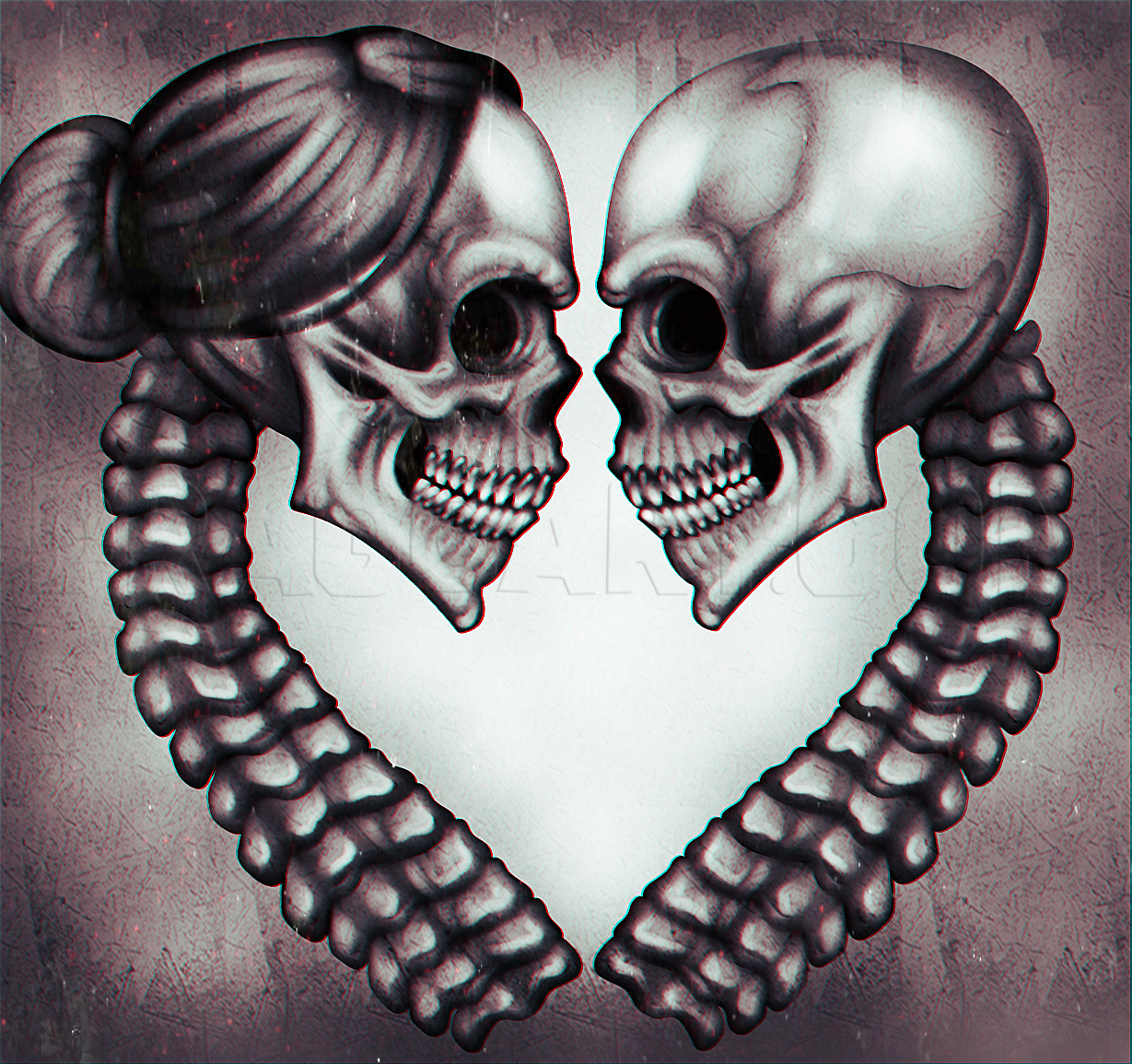 How To Draw Skeleton Lovers Drawing Step By Step By Dawn DragoArt