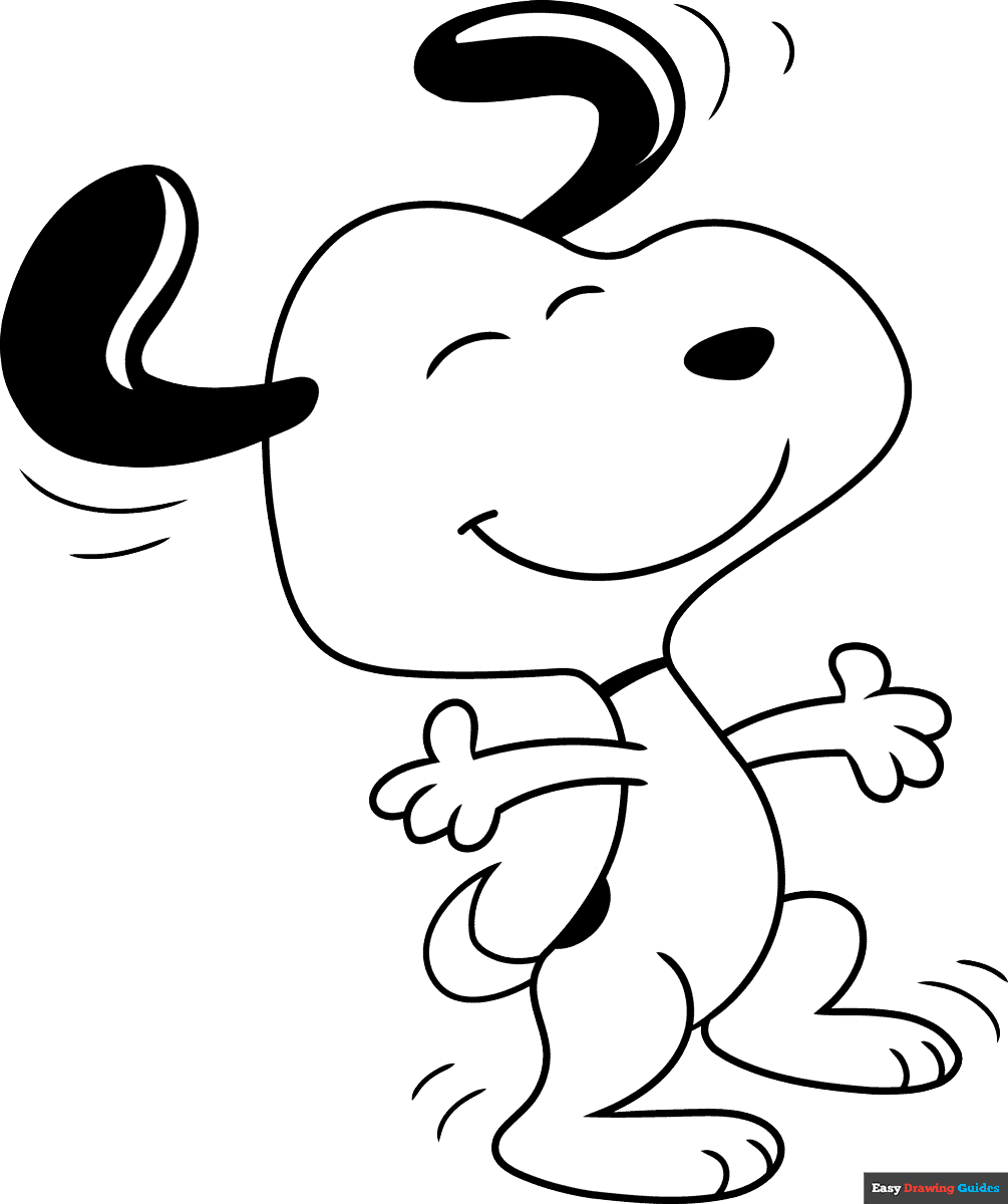 How To Draw Snoopy From Peanuts Dancing Really Easy Drawing Tutorial