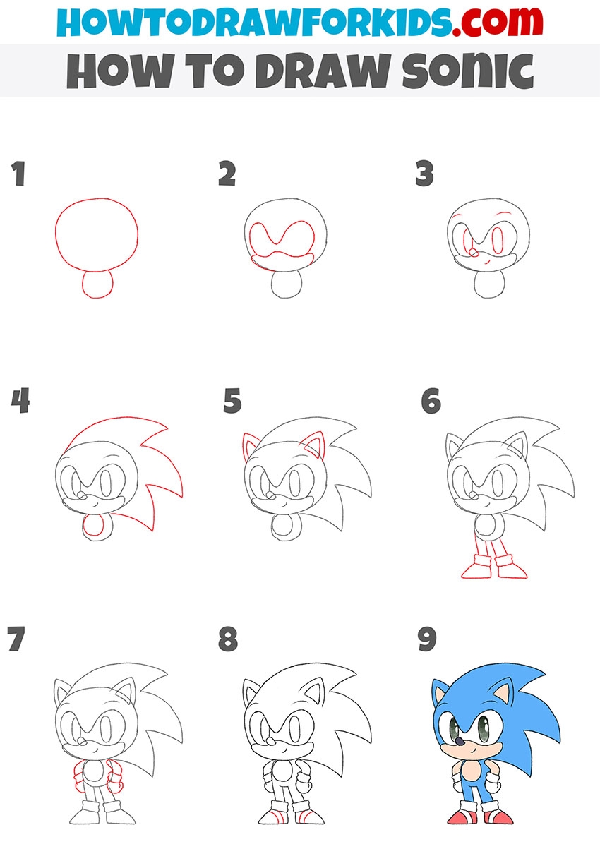 How To Draw Sonic Easy Drawing Tutorial For Kids