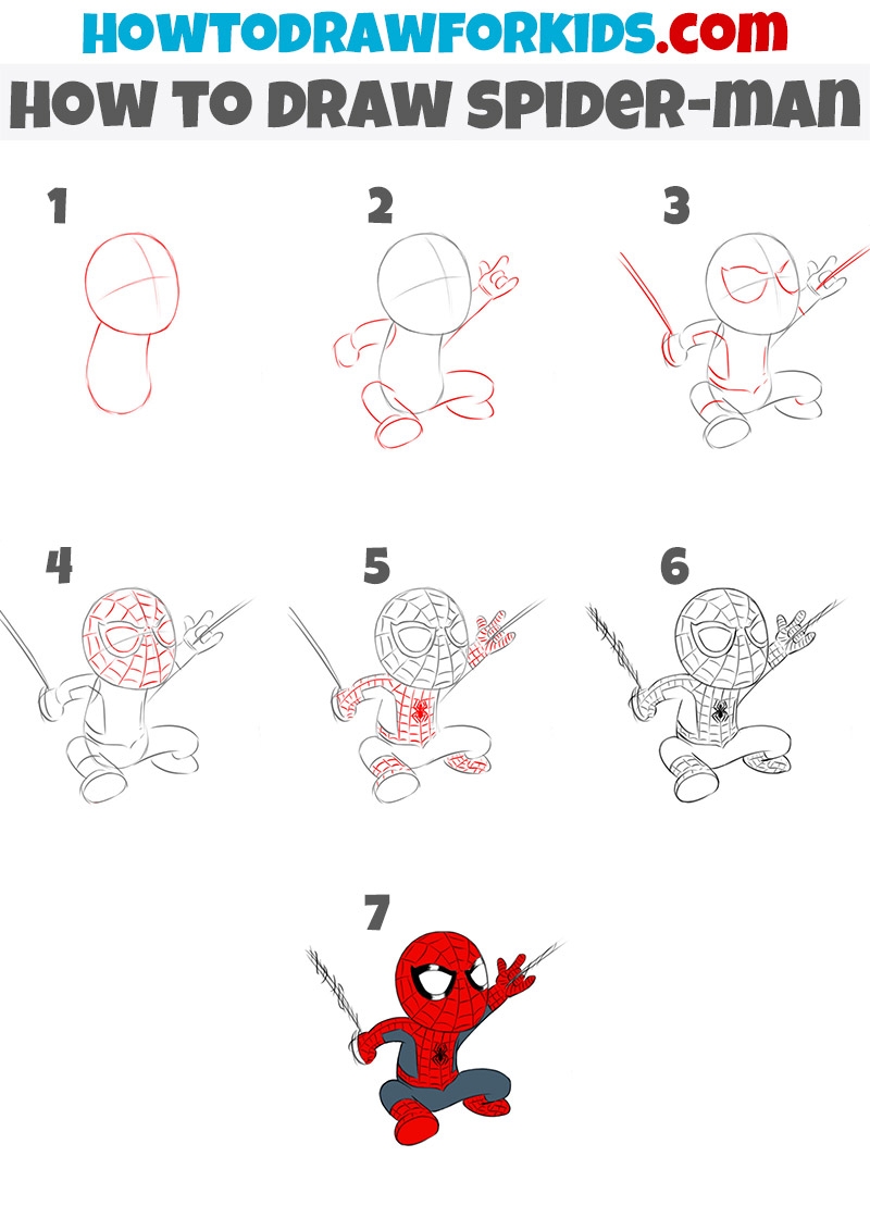 How To Draw Spider Man Easy Drawing Tutorial For Kids