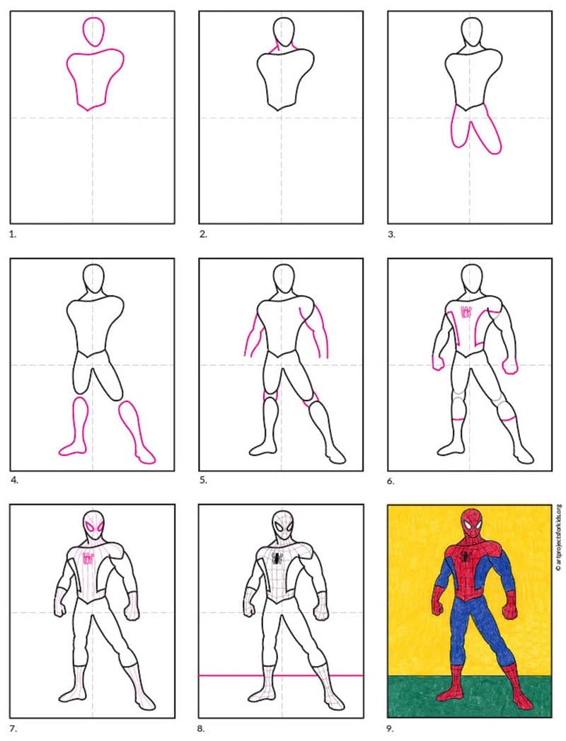 How To Draw Spiderman For Kids Easy Step by Step Drawing Lesson