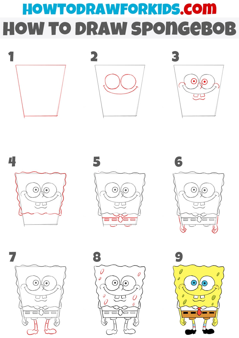 How To Draw SpongeBob Easy Drawing Tutorial For Kids