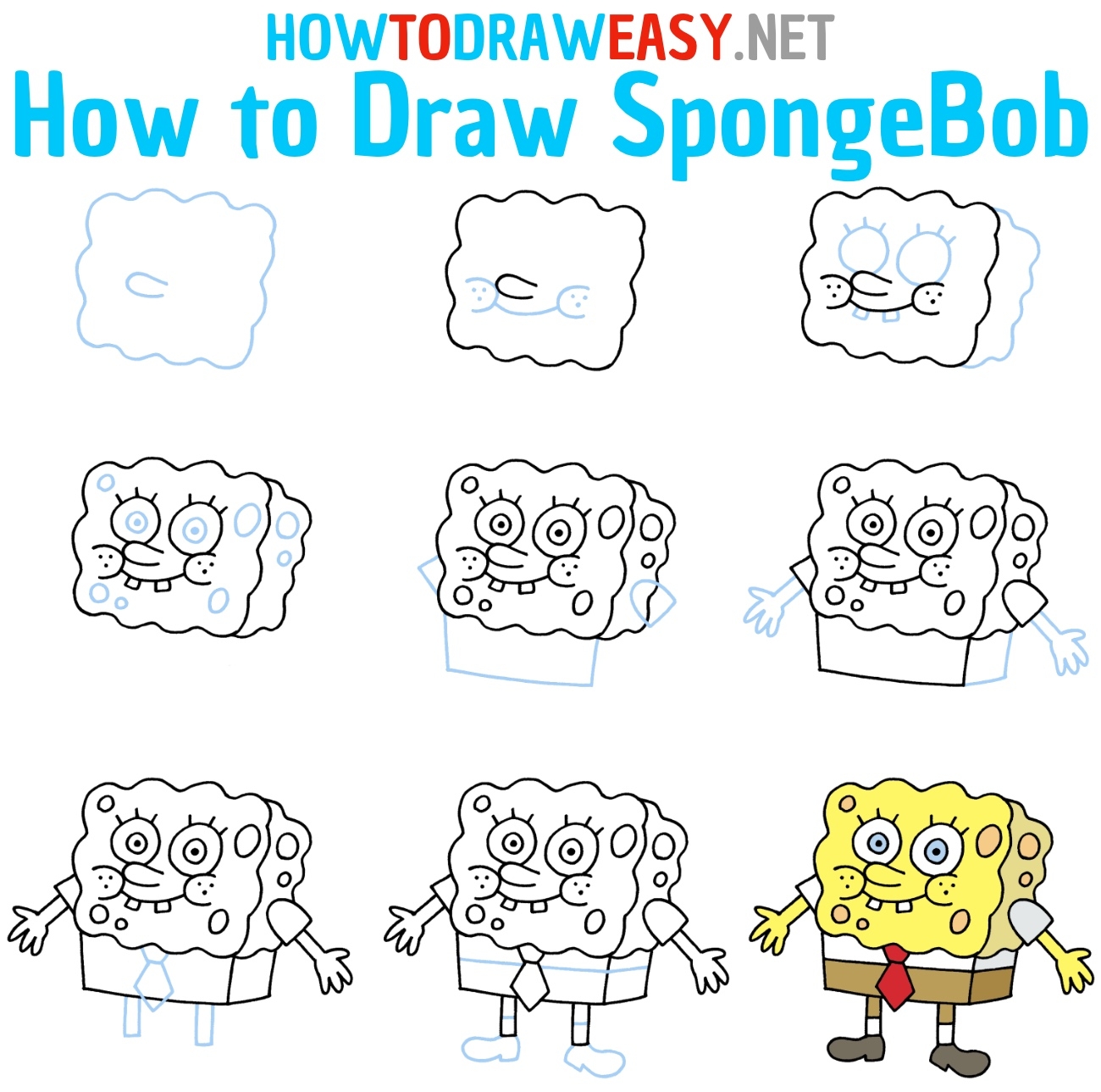 How To Draw SpongeBob SquarePants How To Draw Easy