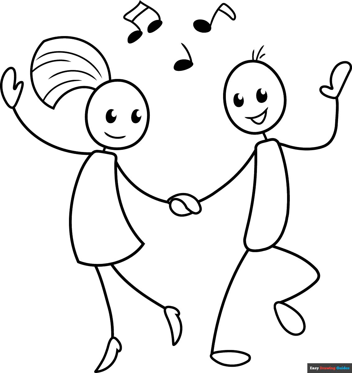 How To Draw Stick Figures Dancing Really Easy Drawing Tutorial