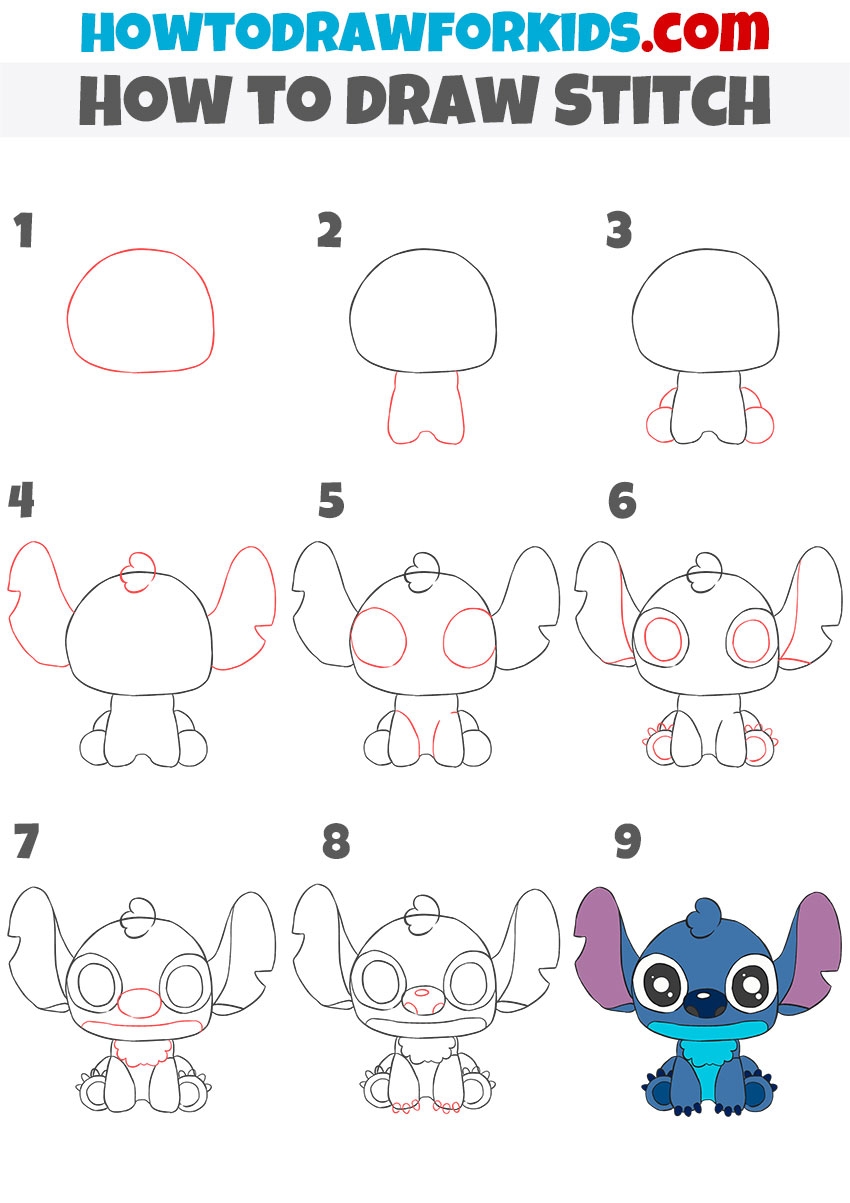 How To Draw Stitch Easy Drawing Tutorial For Kids
