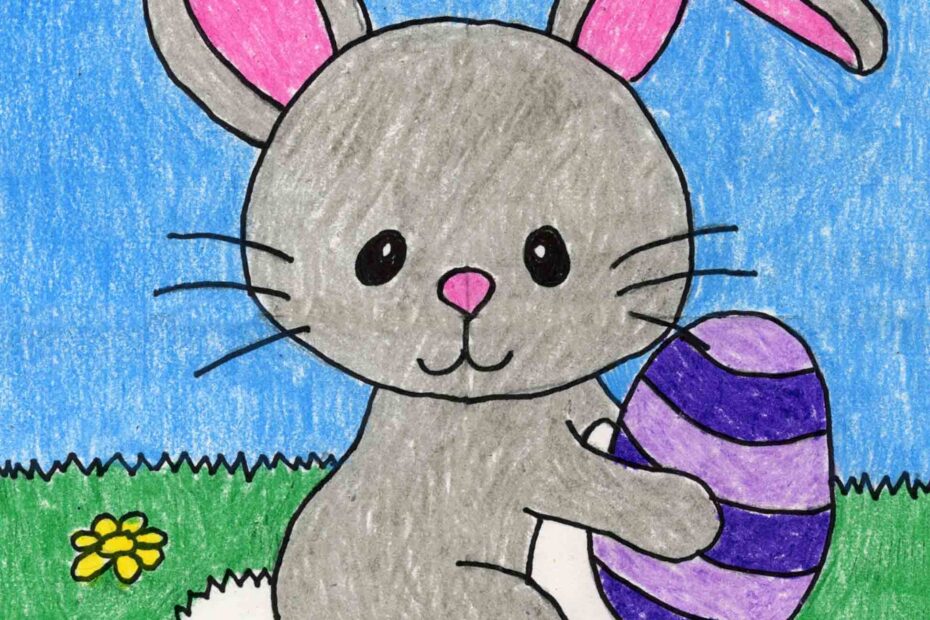 How To Draw The Easter Bunny Step by Step Art Lesson For Kids