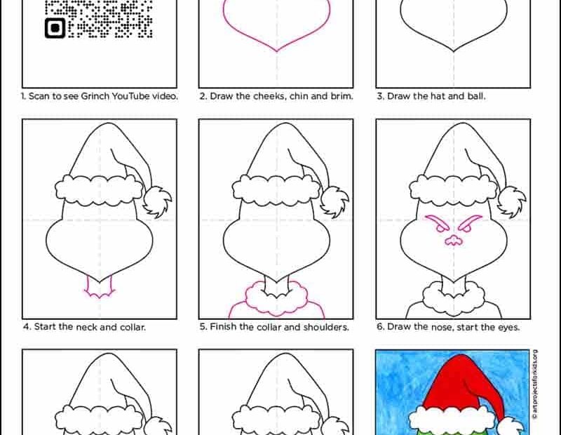 How To Draw The Grinch Easy Step by Step Art Lesson For Kids