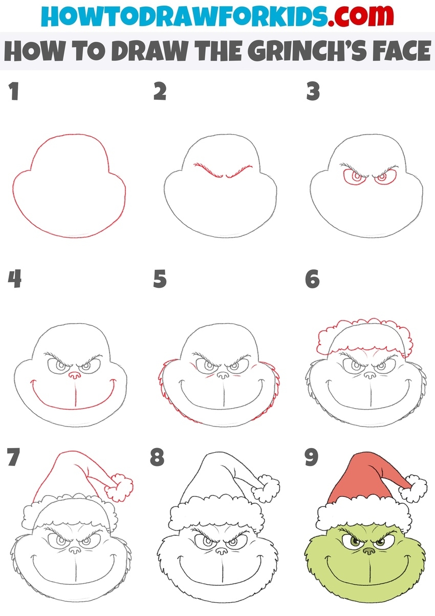 How To Draw The Grinch s Face Easy Drawing Tutorial For Kids