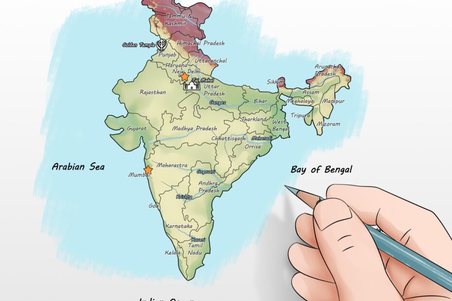 How To Draw The Map Of India Simple Step by Step Guide
