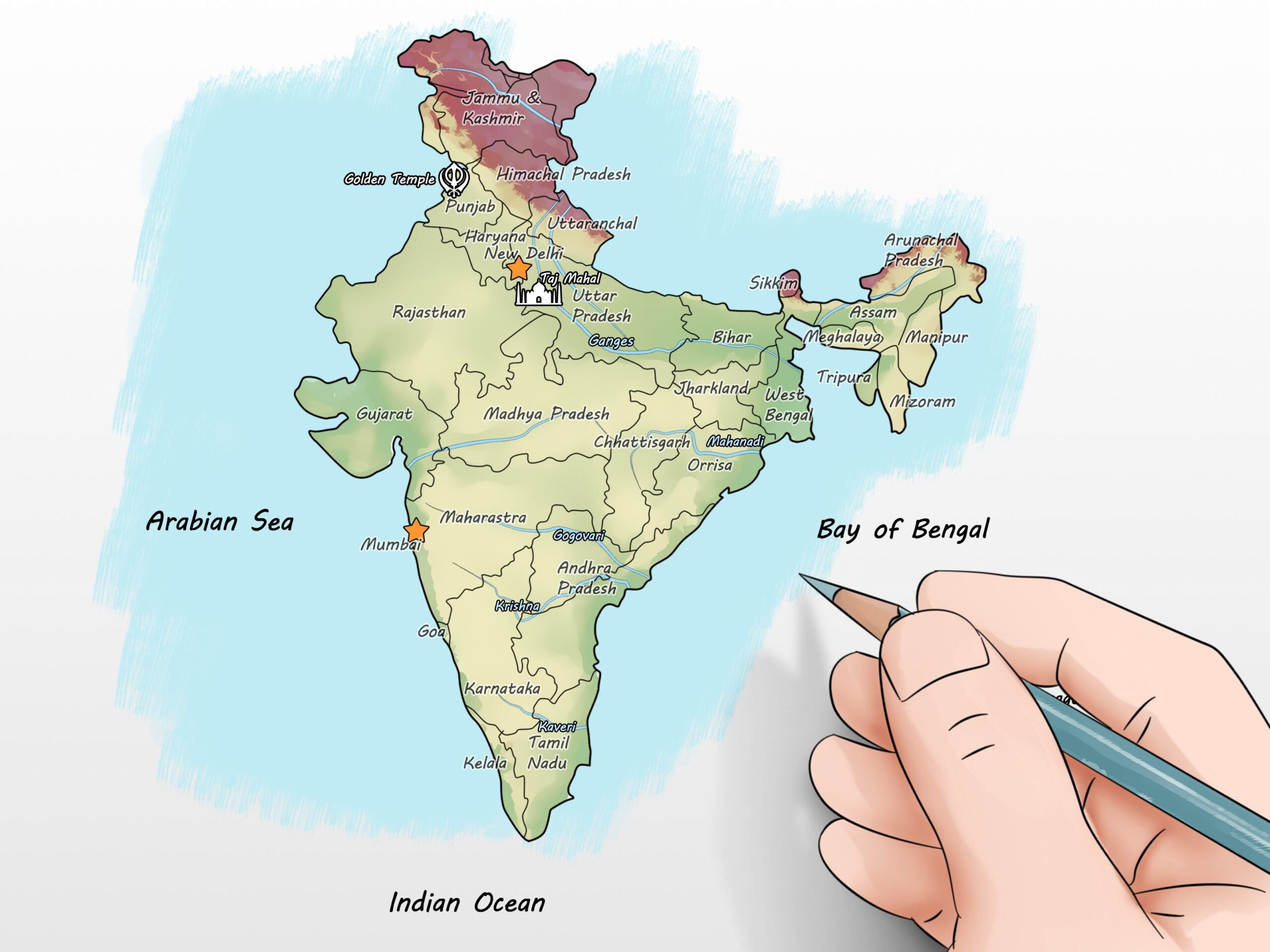 How To Draw The Map Of India Simple Step by Step Guide
