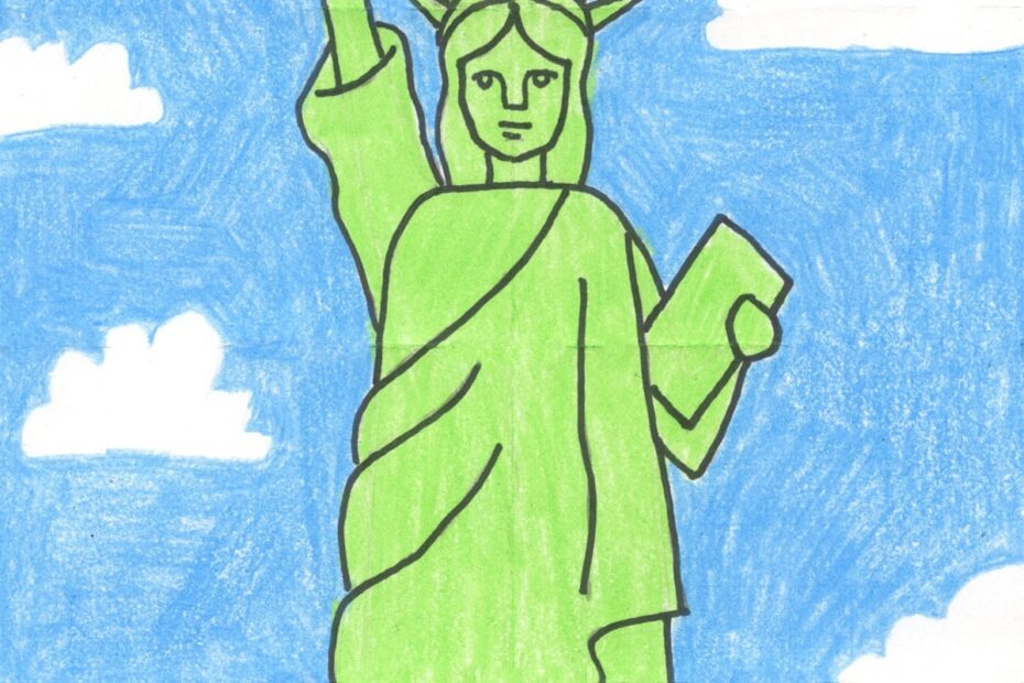 How To Draw The Statue Of Liberty Step by Step Art Lesson For Kids