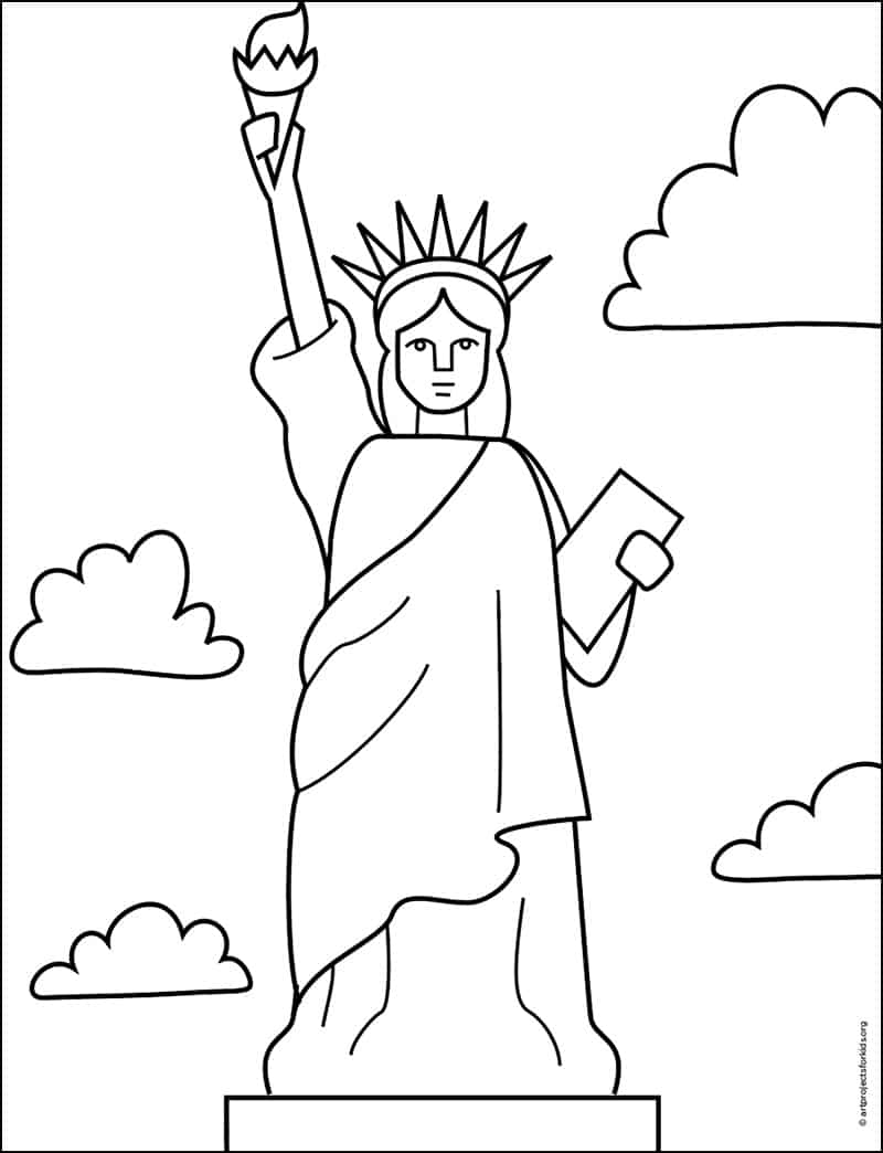 How To Draw The Statue Of Liberty Step by Step Art Lesson For Kids