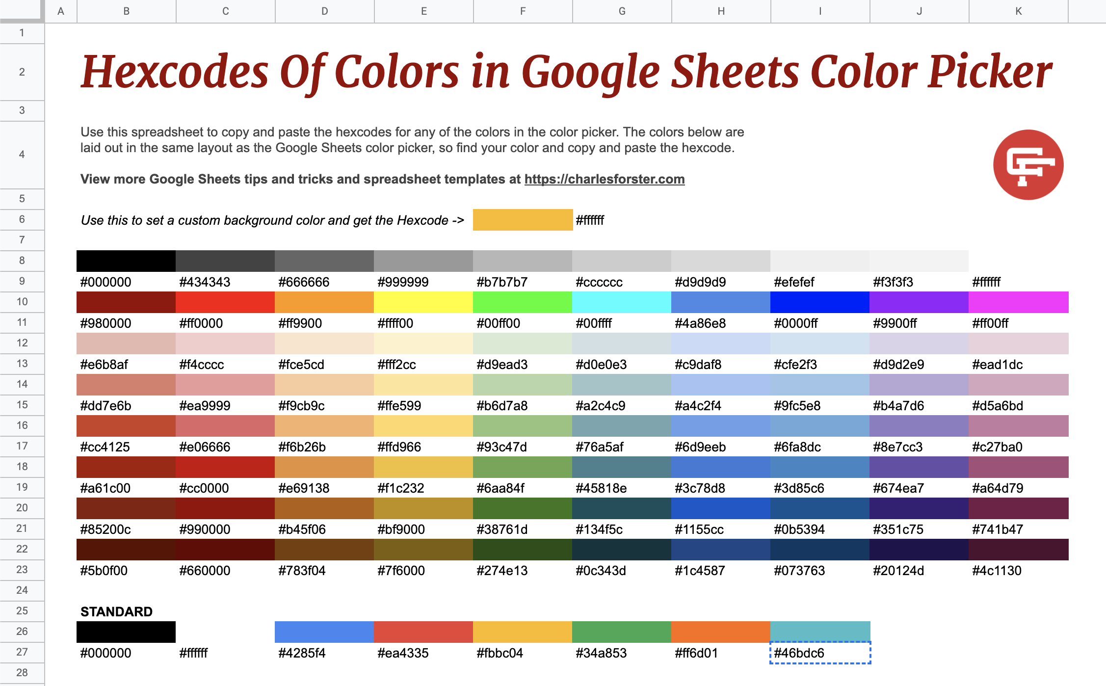 How To Get Hex Code Of Colors In Google Sheets Charles Forster