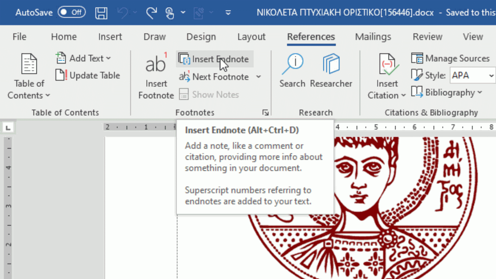 how to insert a dot in word