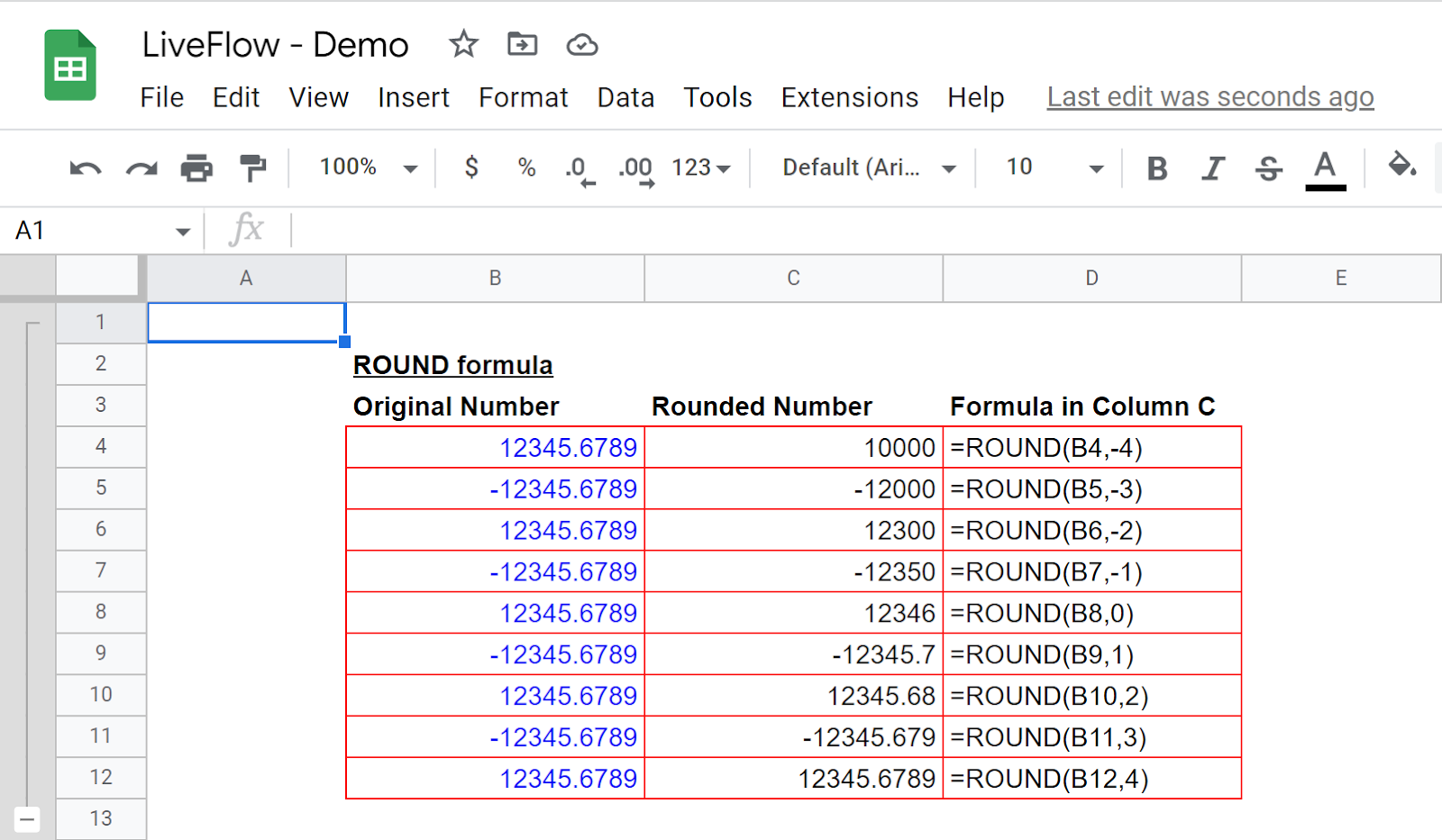 How To Round Numbers In Google Sheets LiveFlow