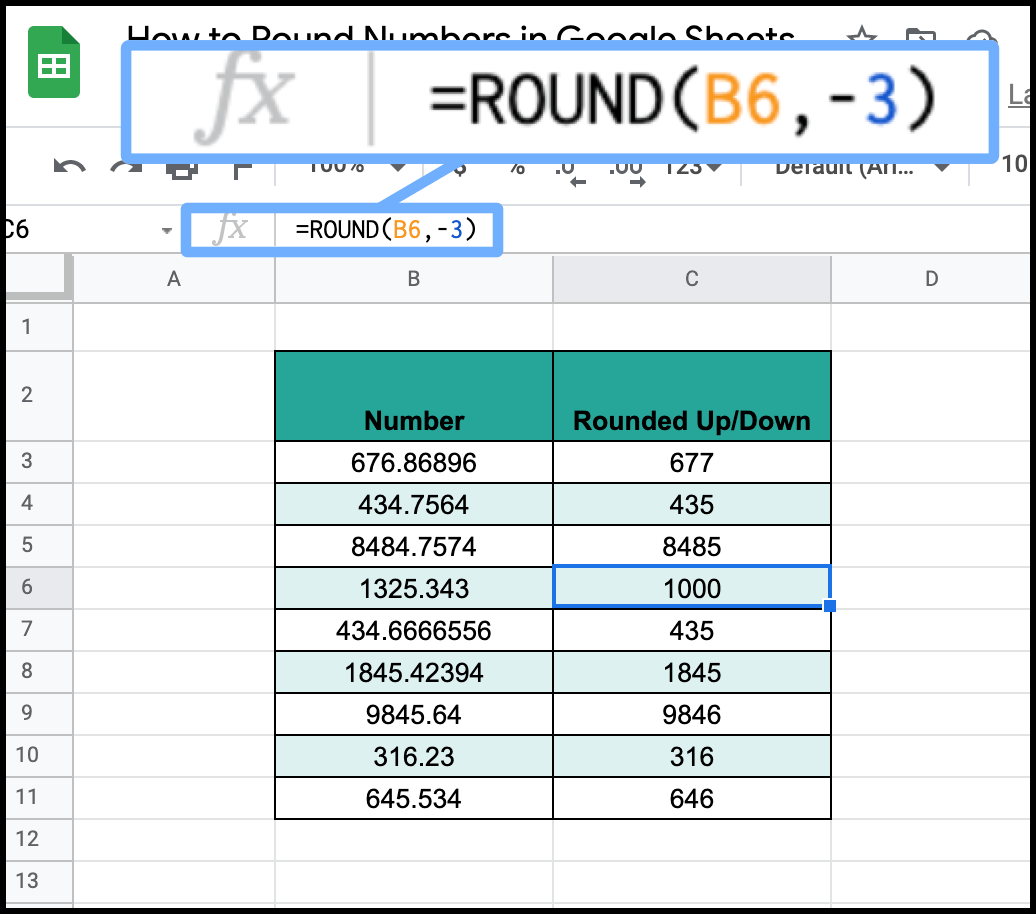 How To Round Numbers In Google Sheets