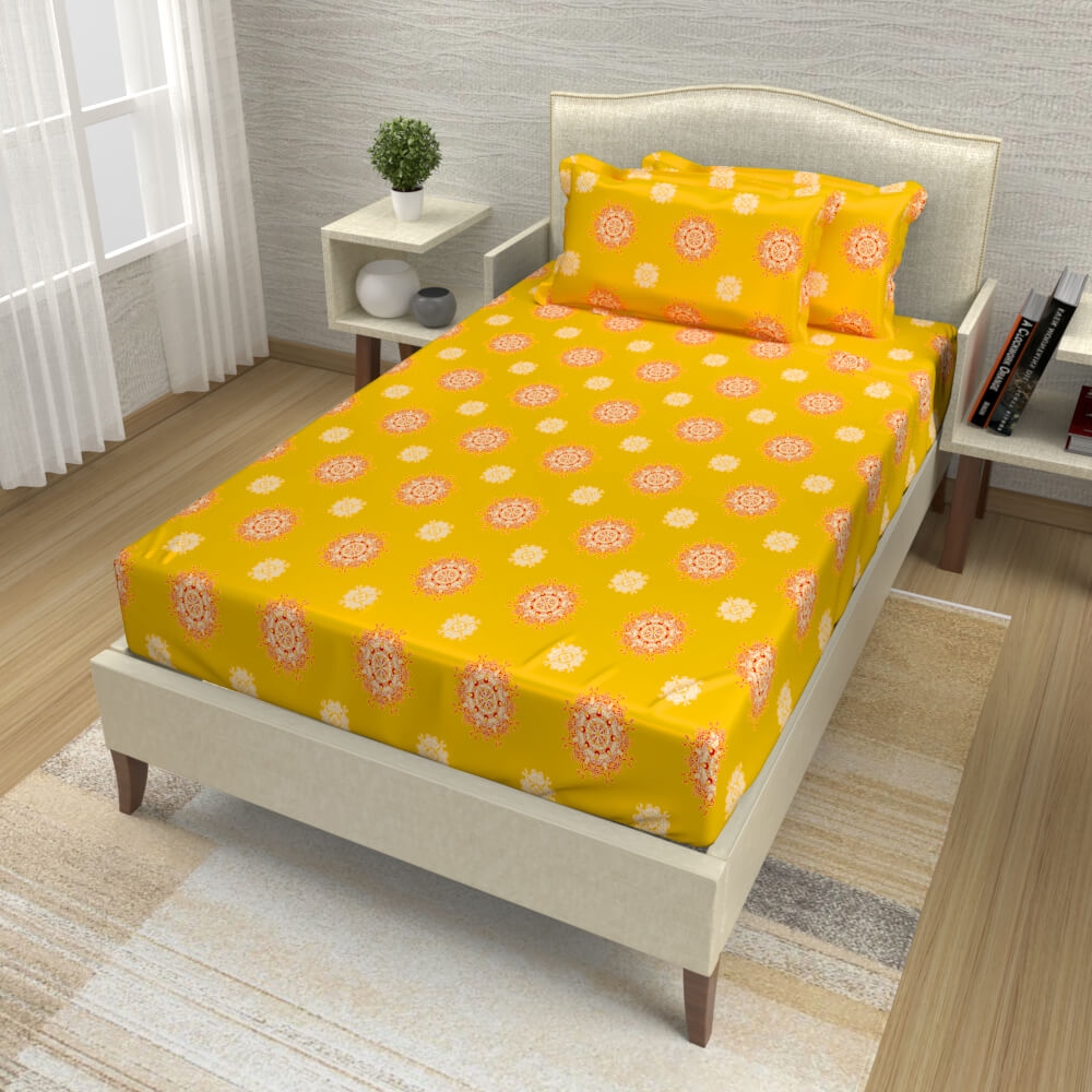 yellow color bed sheet