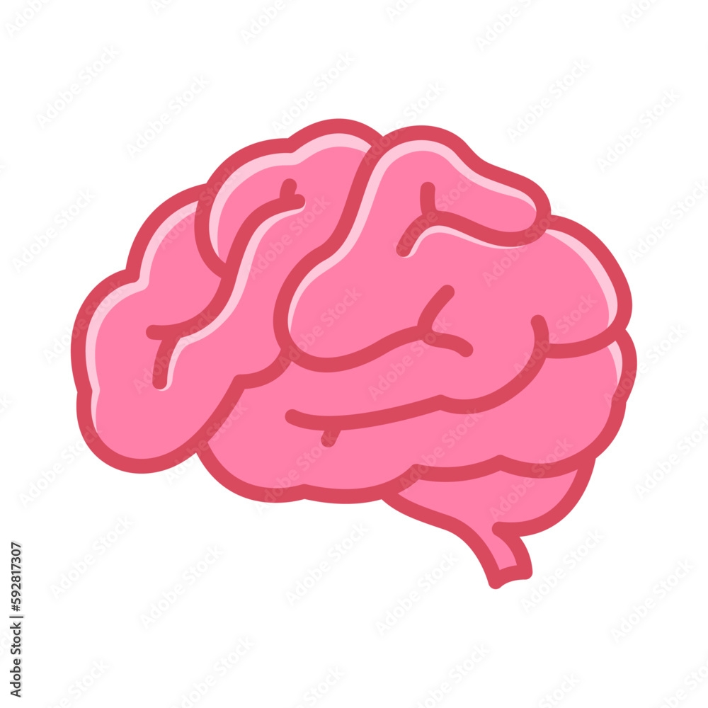 Human Brain Simple Icon Cartoon Style Brain Side Drawing Stock 